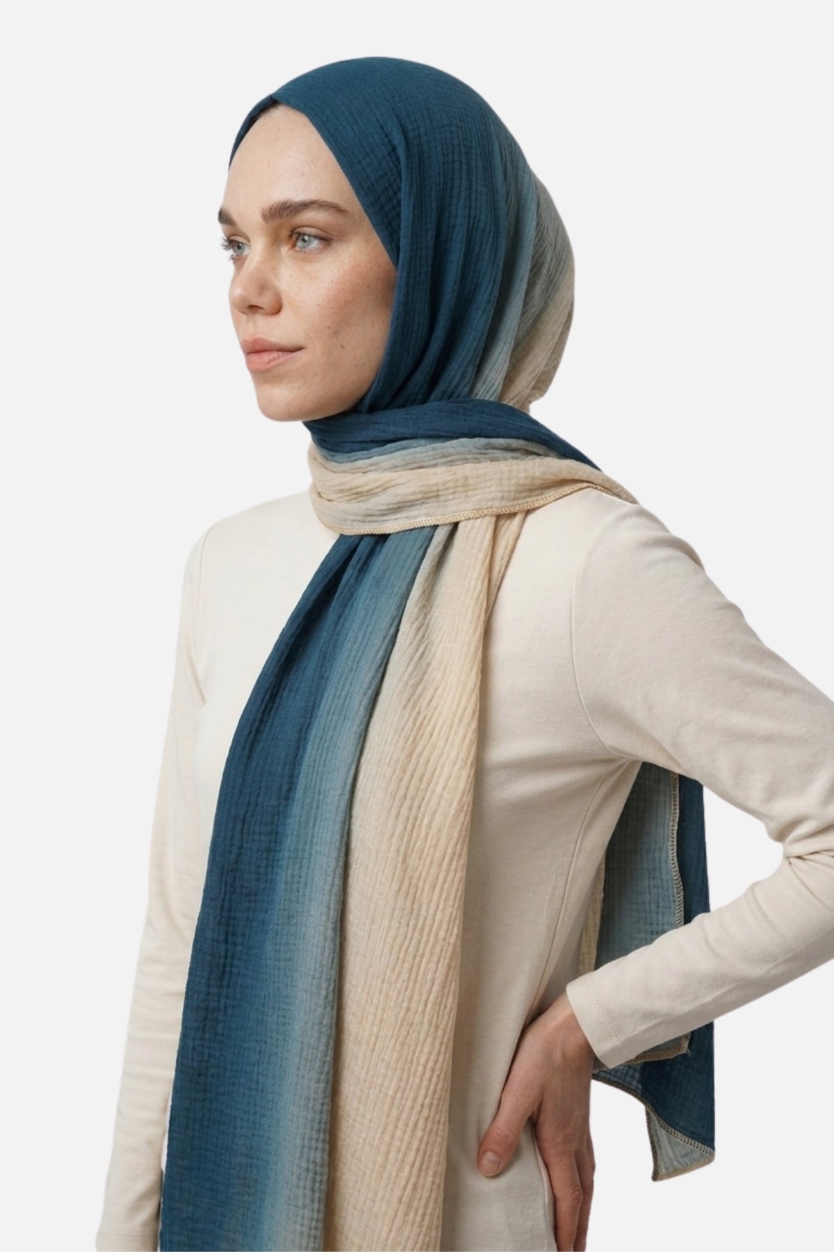 Gradient Muslin Shawl - Turquoise