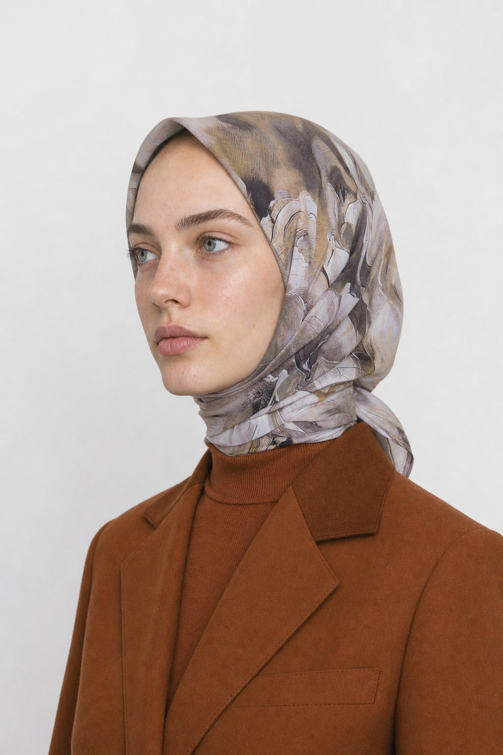 Garden Desen Organik Eşarp - Bej