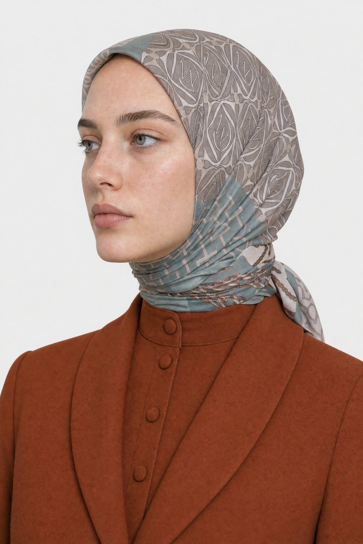 Heritage Desen Organik Eşarp - Haki