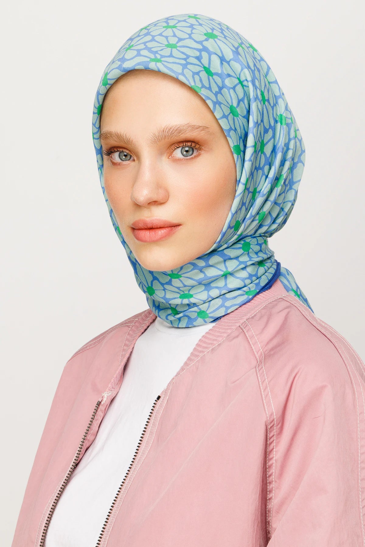 Clover Pattern Digital Soft Scarf - Baby Blue