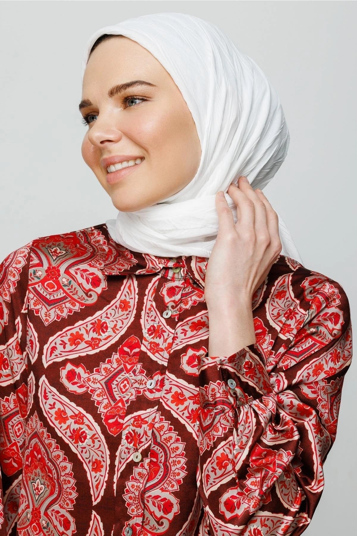 Pleated Bamboo Scarf - White