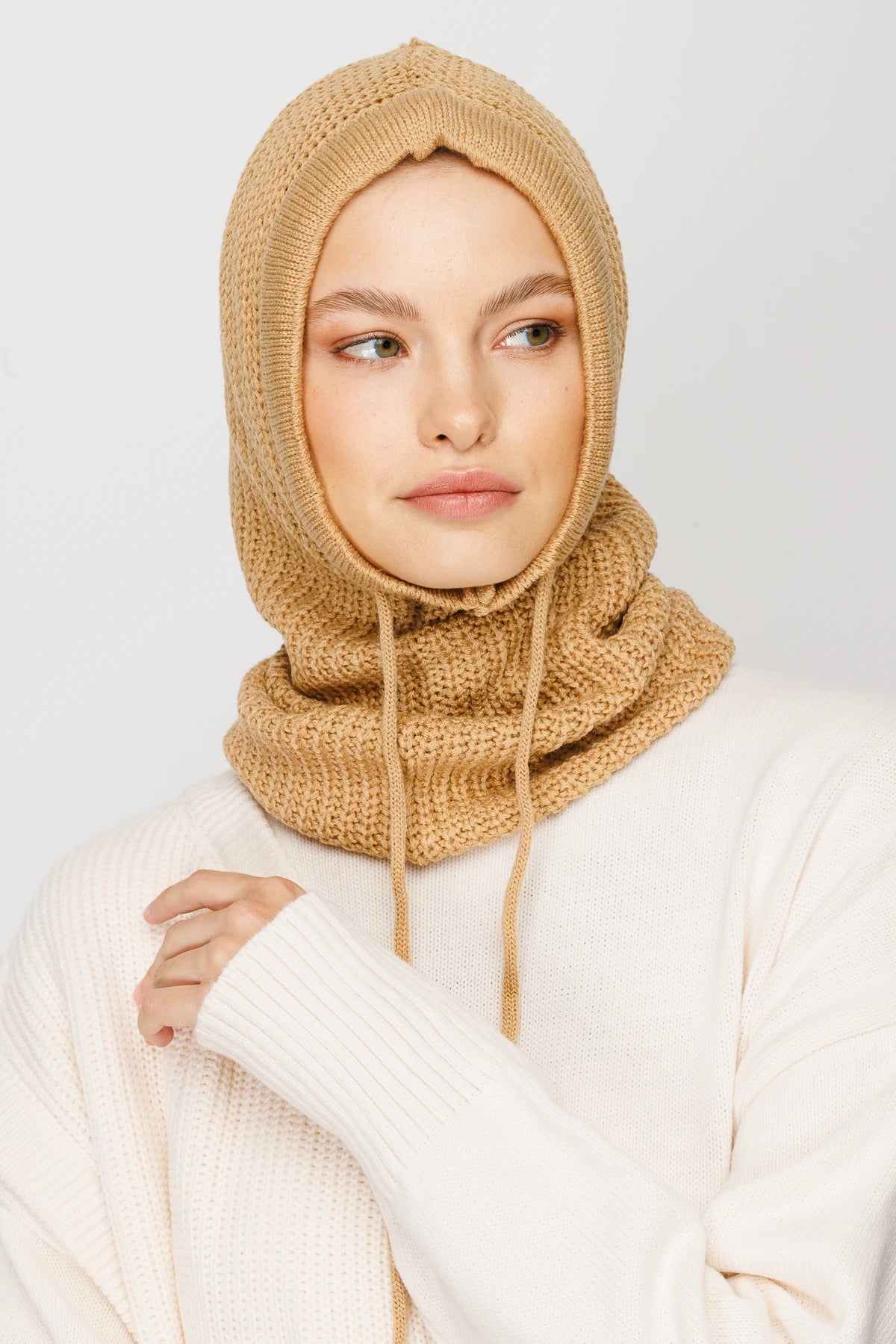 Balaclava Knit Headband - Brown