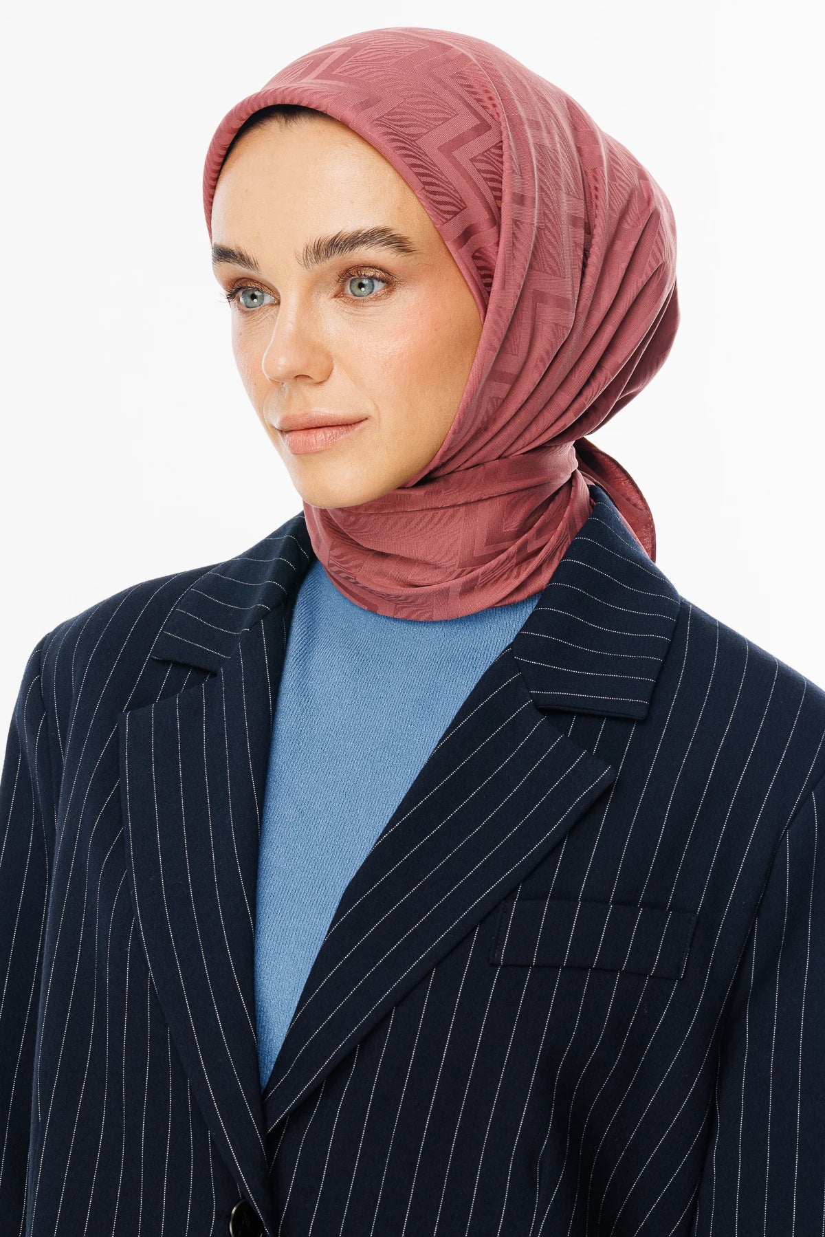 Viora Pattern Silky Jacquard Scarf - Dried Rose