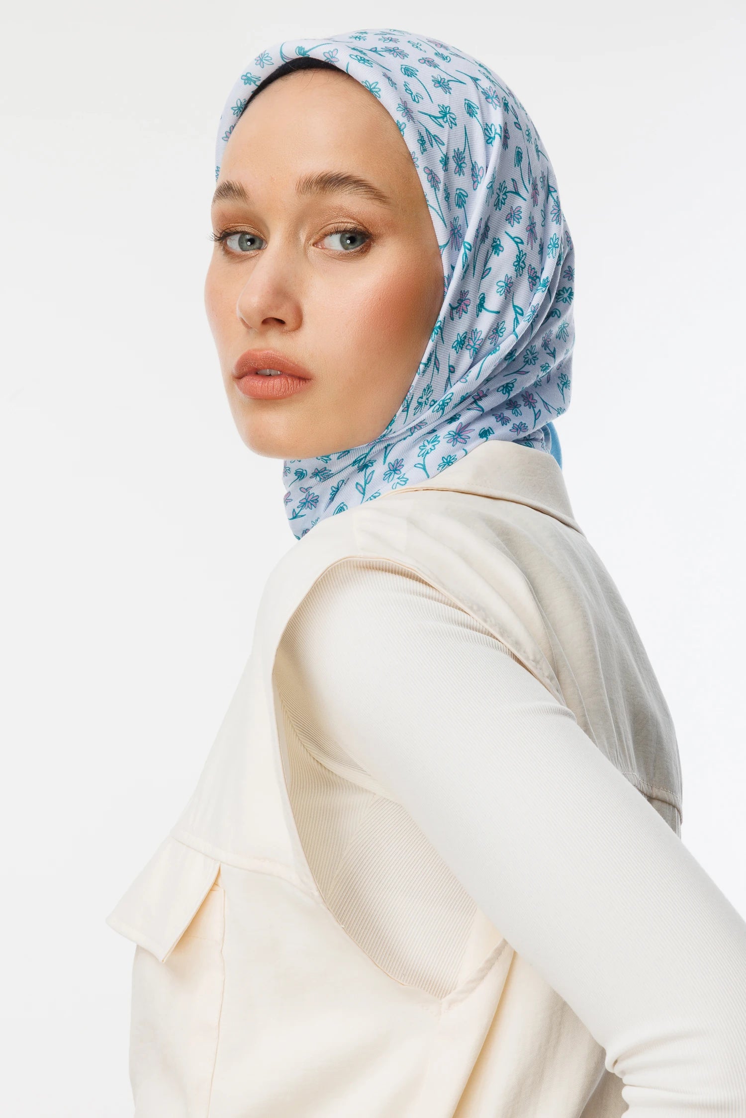 Minor Pattern Cotton Scarf - Baby Blue