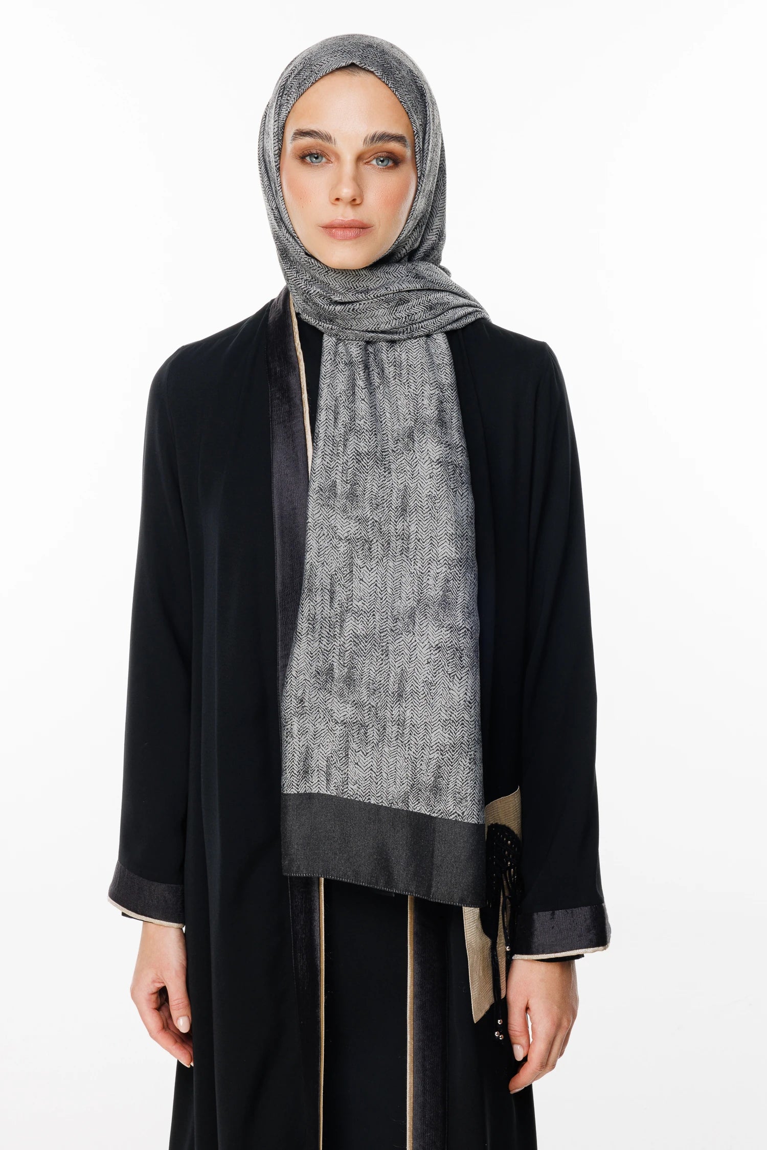 Sahara Pattern Double-Sided Shawl - Black-Black