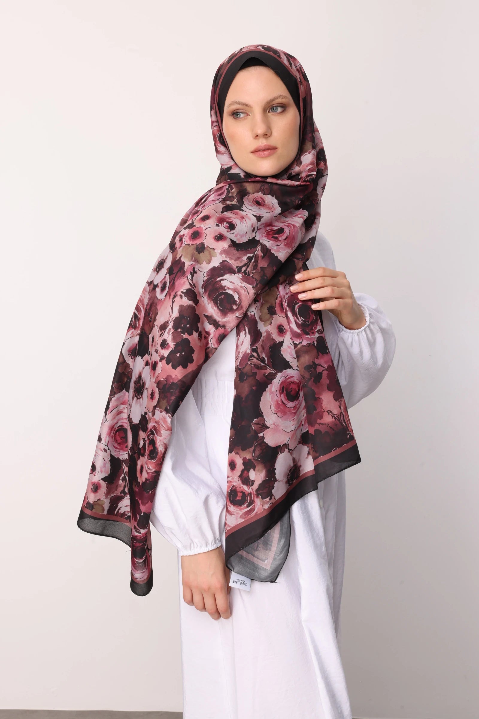 Vensel Pattern Cotton Scarf - Rose