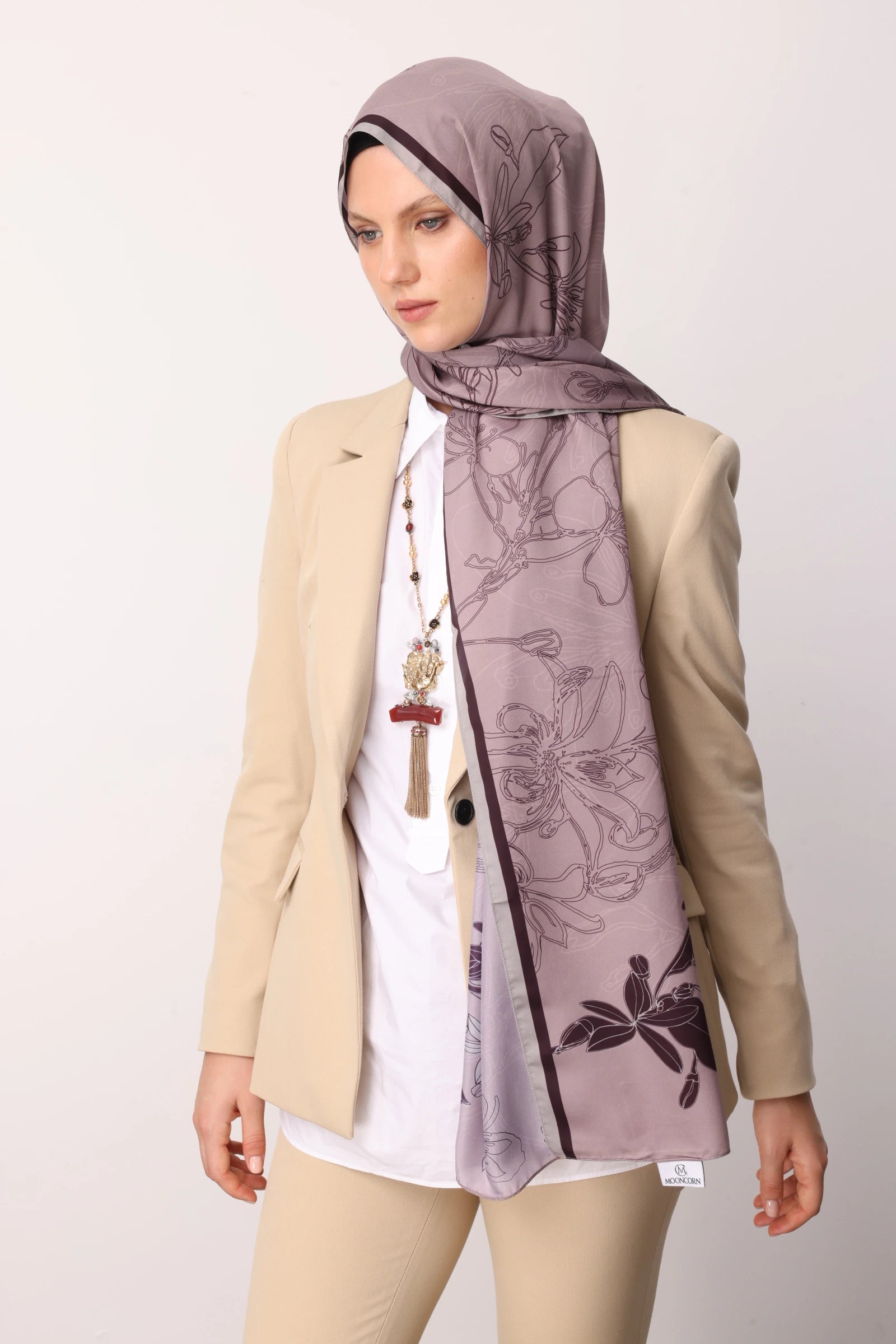 Yekta Pattern Sakura Silk Scarf - Pink