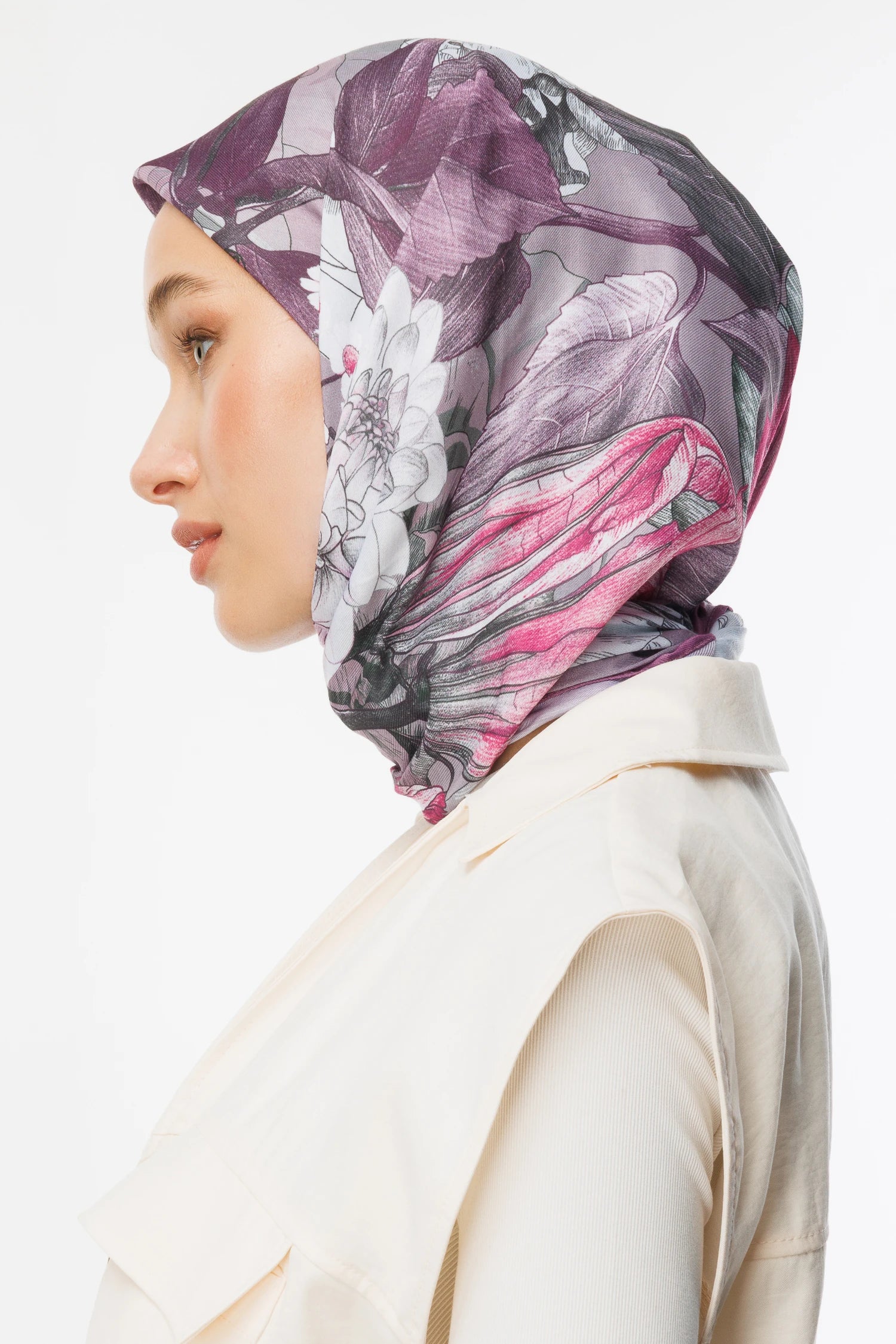 Floren Pattern Cotton Scarf - Violet