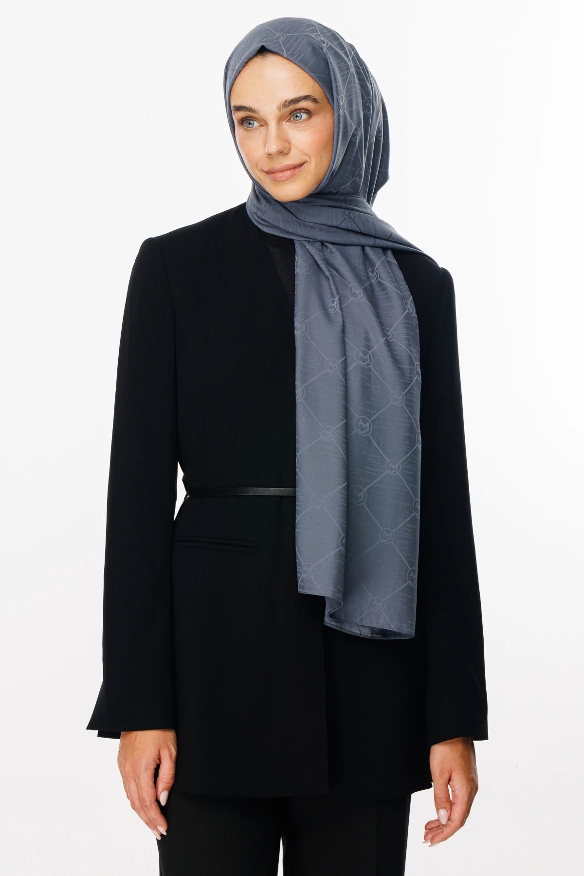 Moon Is Desen Jacquard Shawl - Smoked