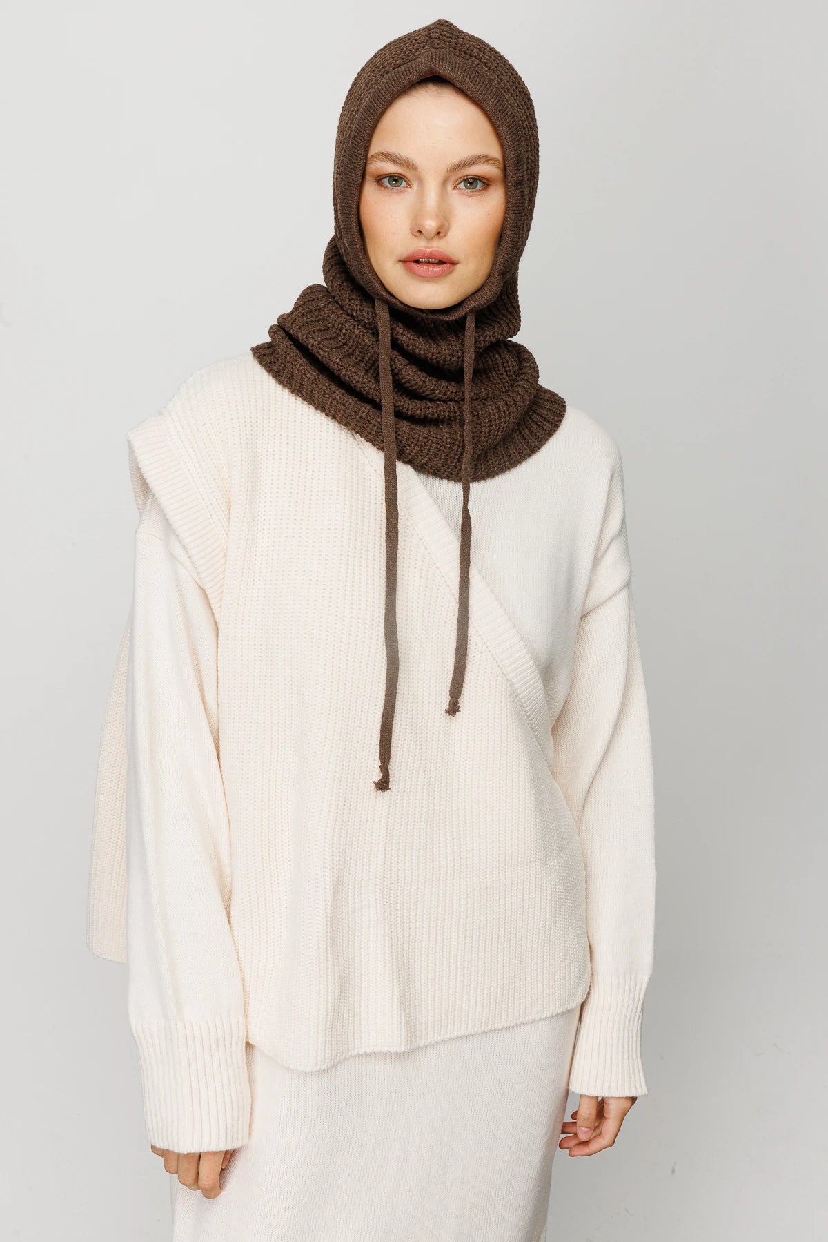 Balaclava Knit Headband - Dark Mink