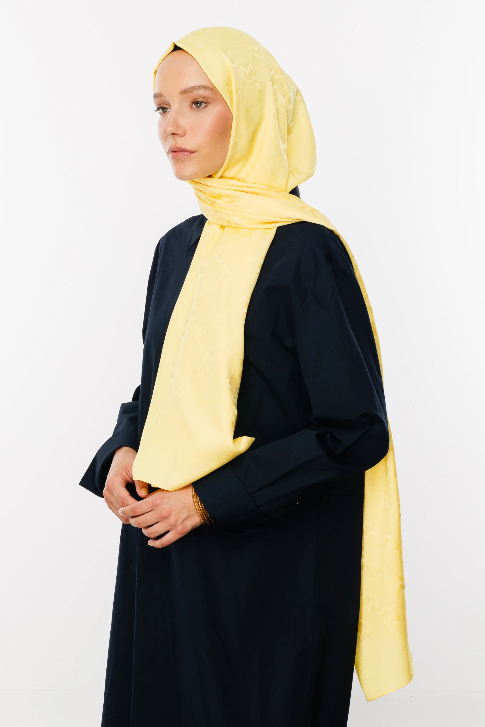 Mc Pattern Jacquard Shawl - Yellow