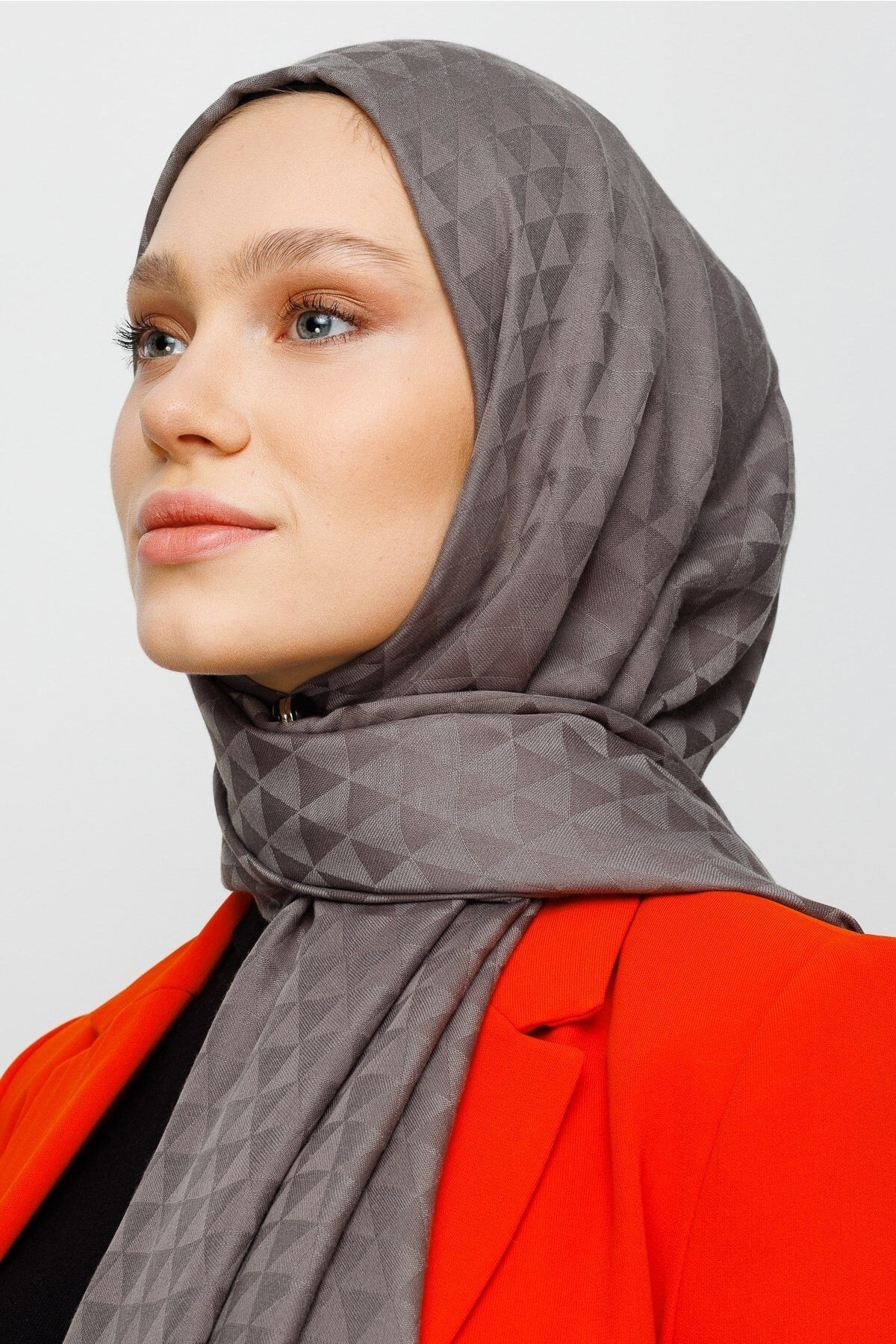 Prism Pattern Cotton Jacquard Scarf - Anthracite