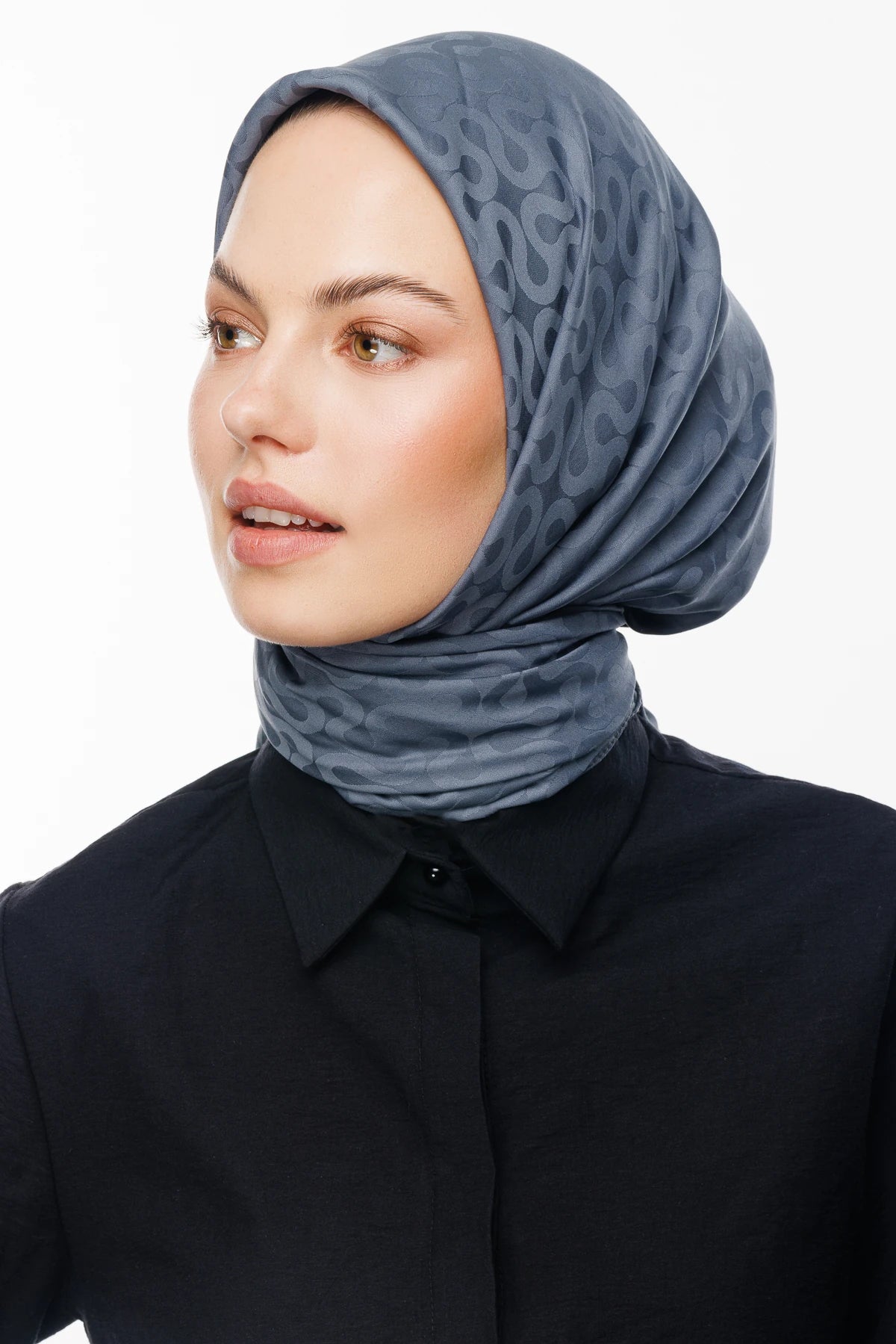 Moon Pattern Silky Jacquard Scarf - Smoked