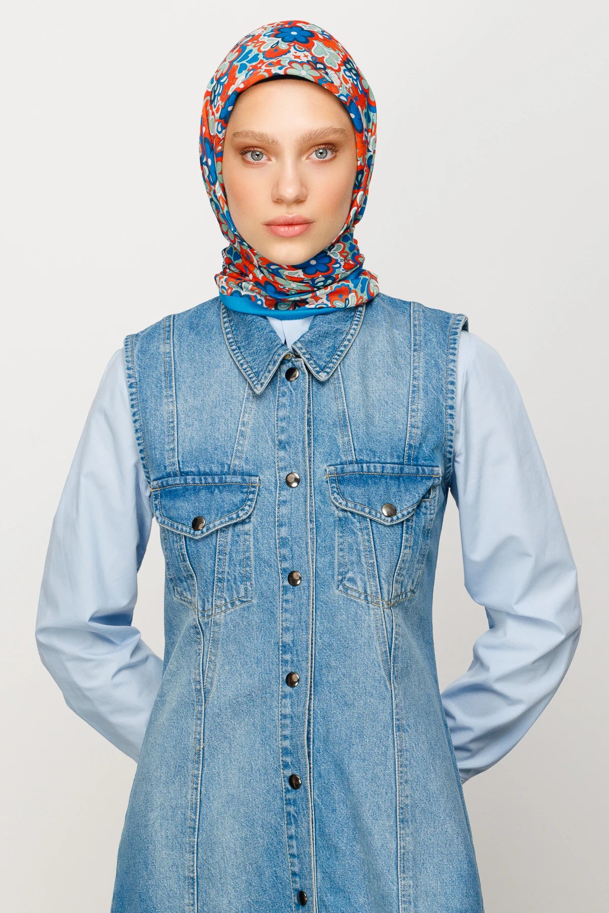 Daisy Pattern Digital Soft Scarf - Orange