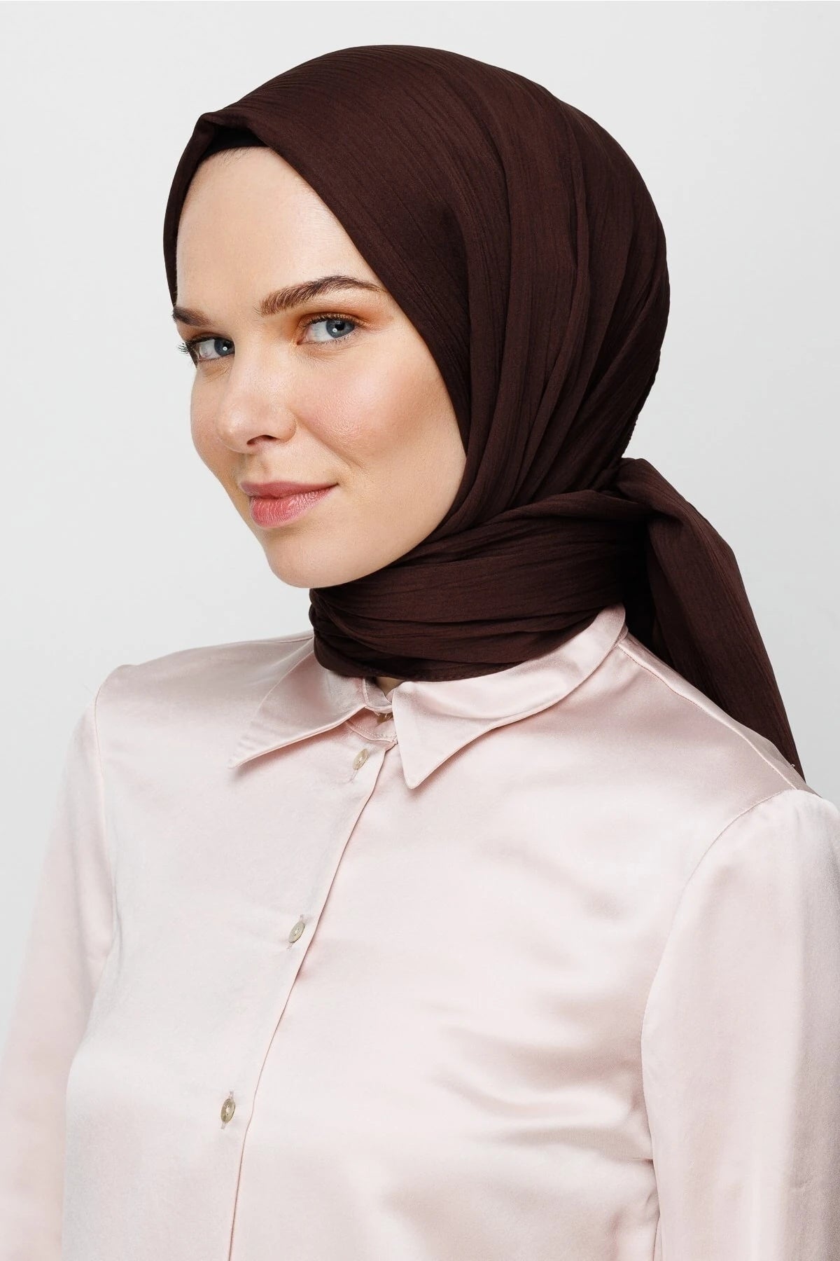 Crinkle Medina Silk Shawl - Bitter Coffee