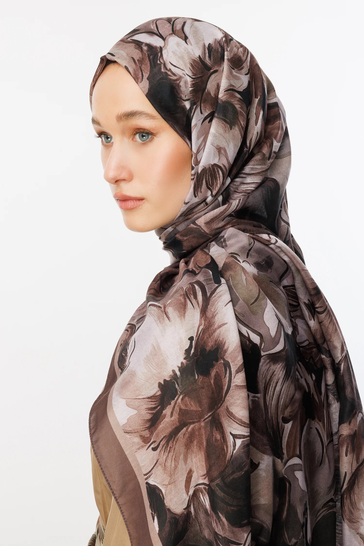 Rossel Pattern Cotton Scarf - Walnut