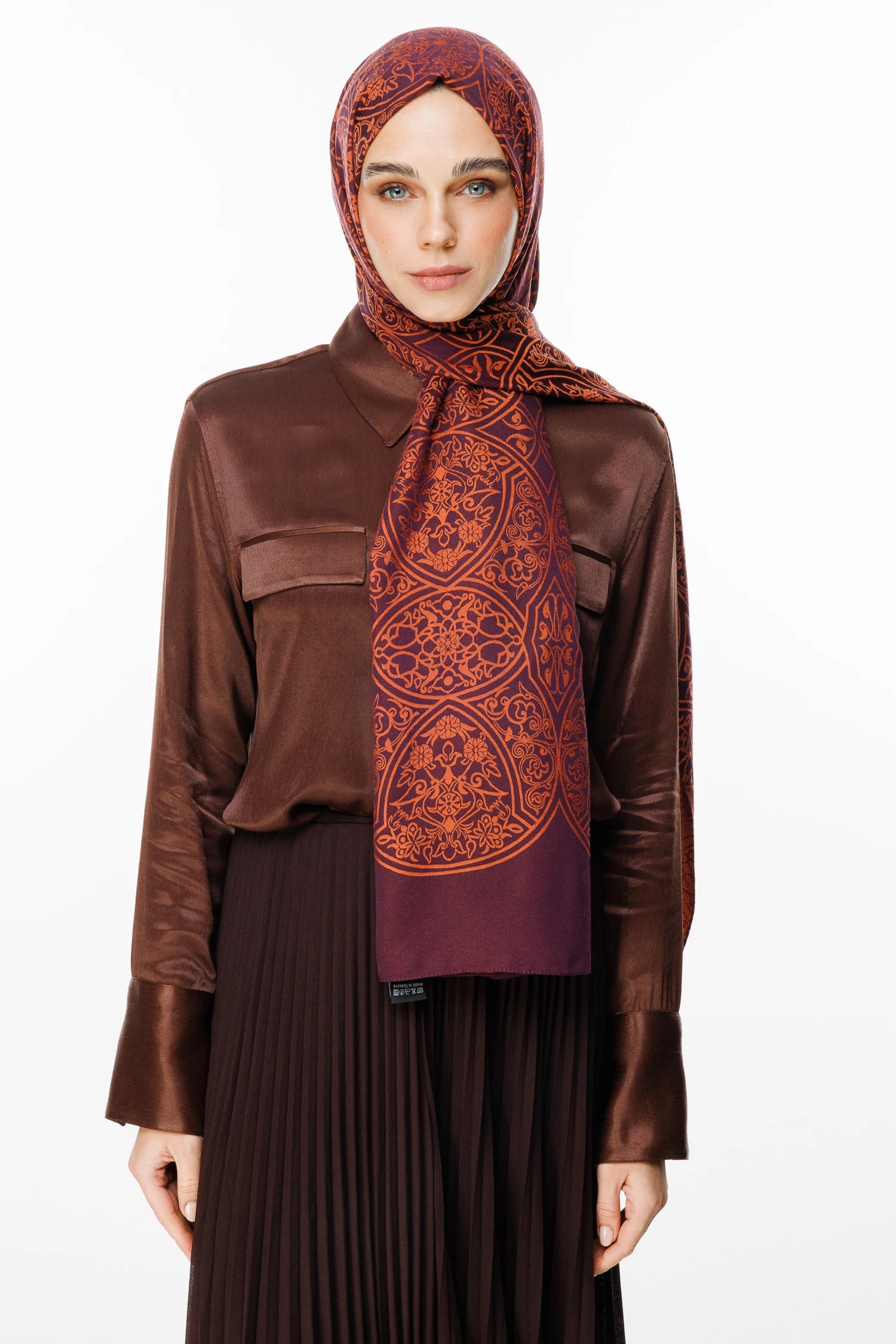 Morocco Pattern Double-Sided Scarf - Purple-Orange