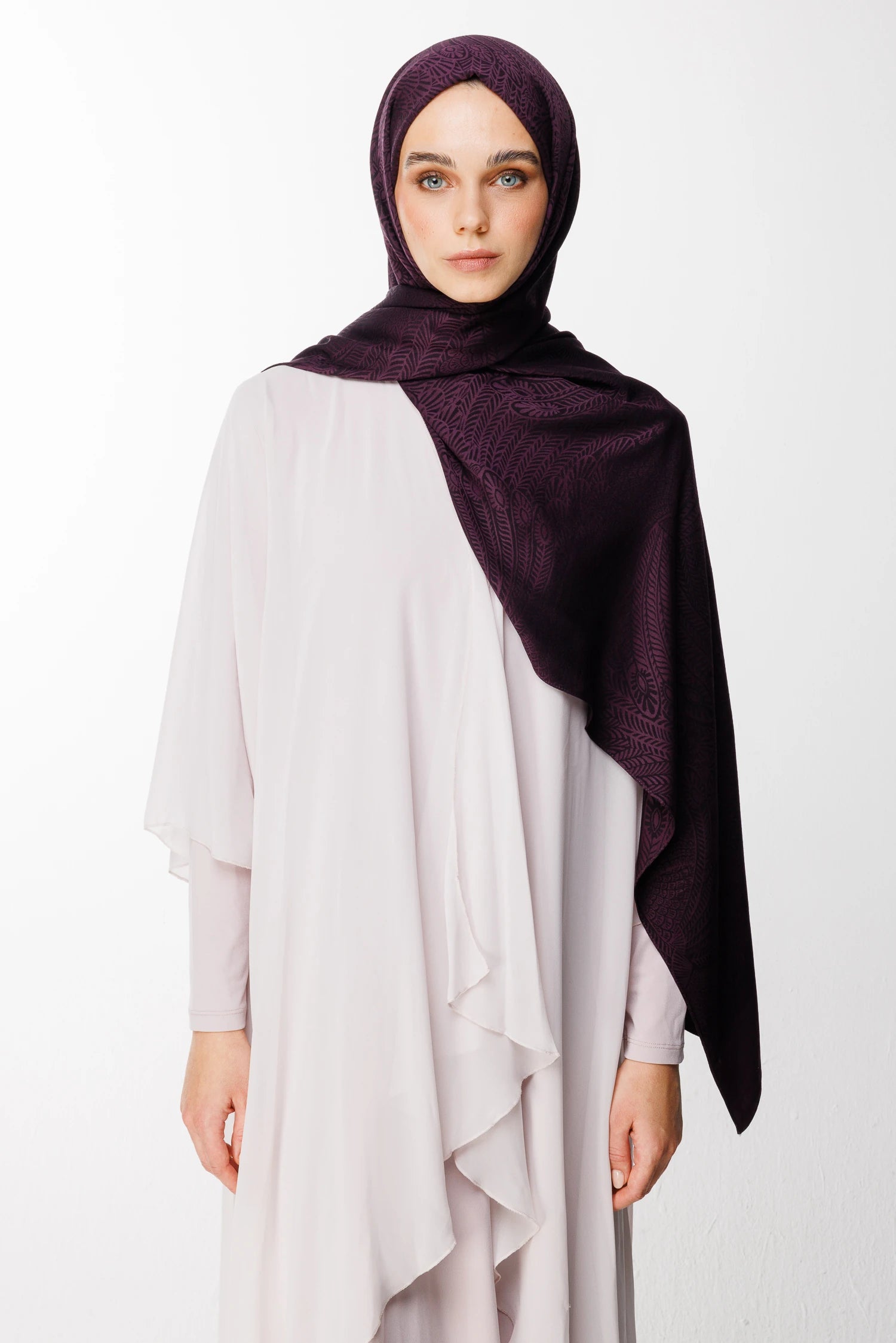 Mayra Pattern Double-Sided Scarf - Purple-Black
