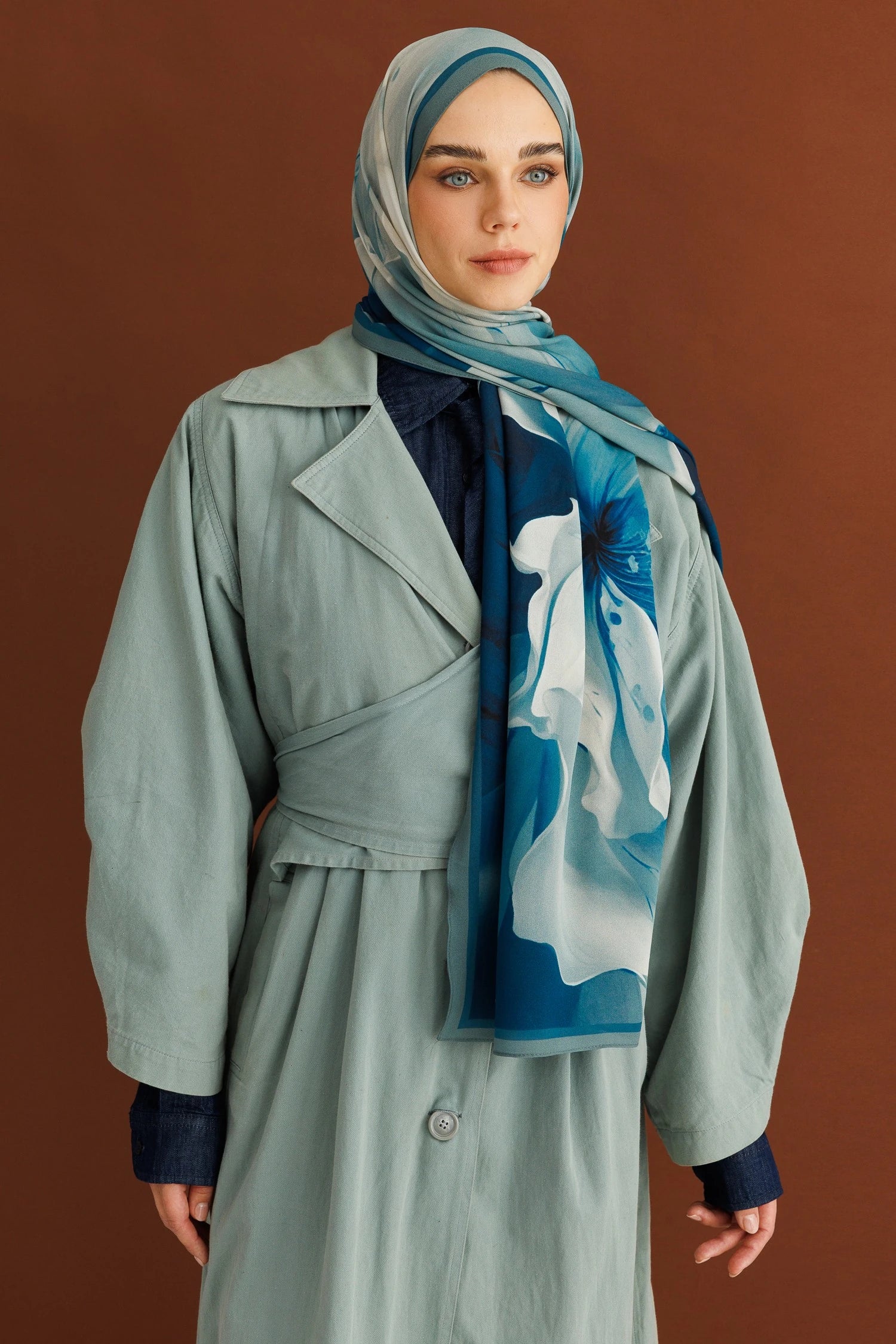 Pure Pattern Hebei Silk Scarf - Navy blue