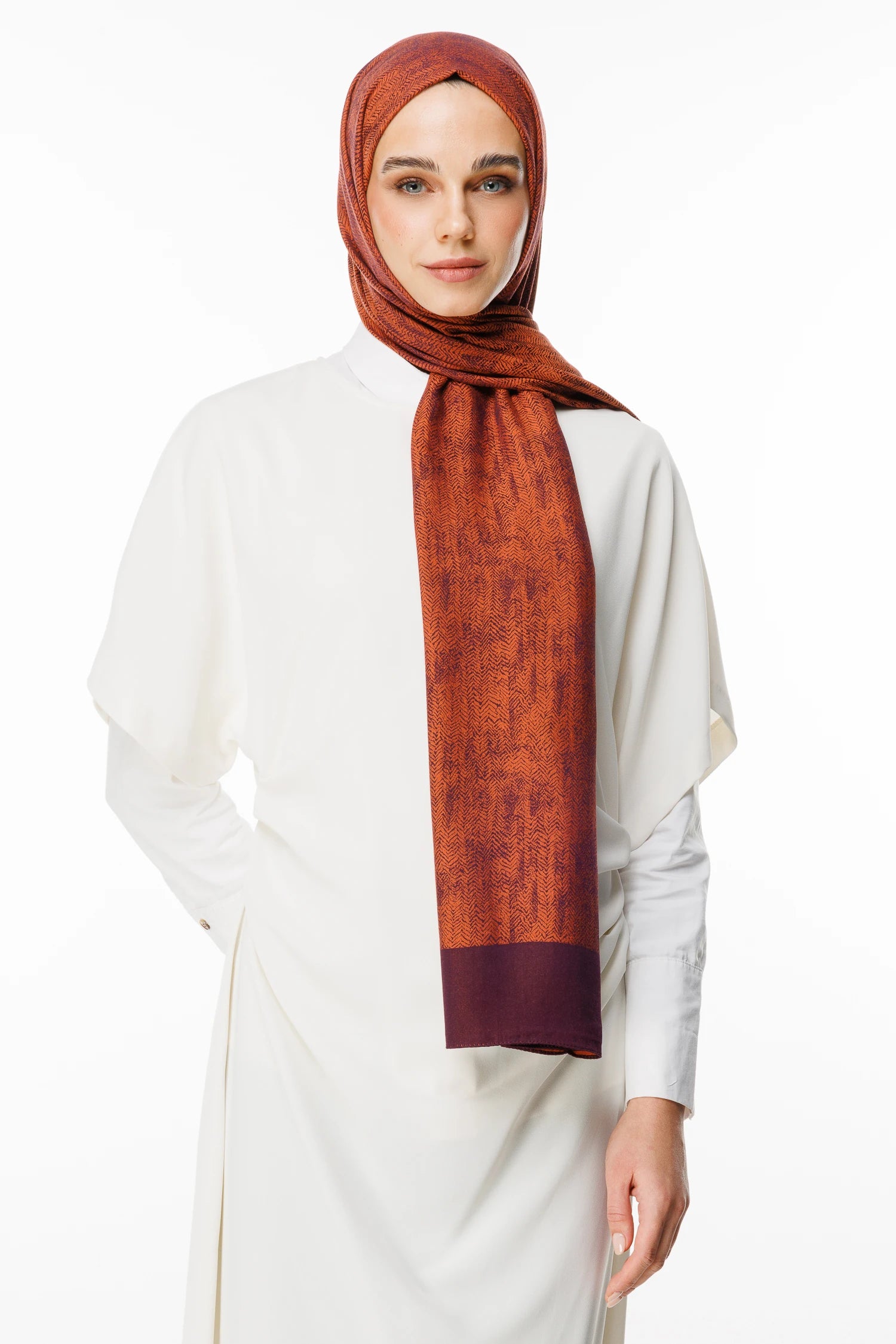 Sahara Pattern Double-Sided Shawl - Purple-Orange