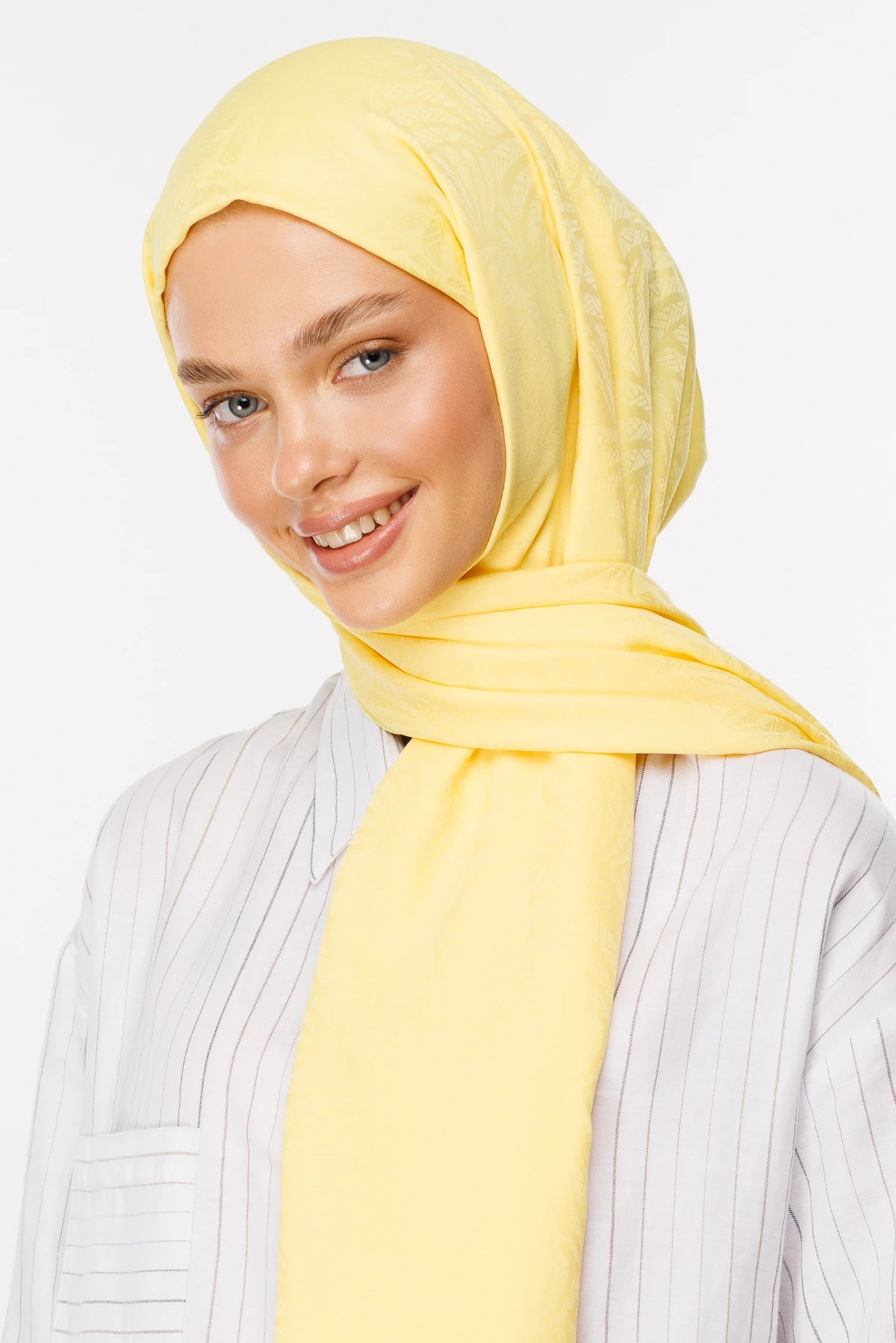 Artemis Pattern Silky Jacquard Scarf - Yellow