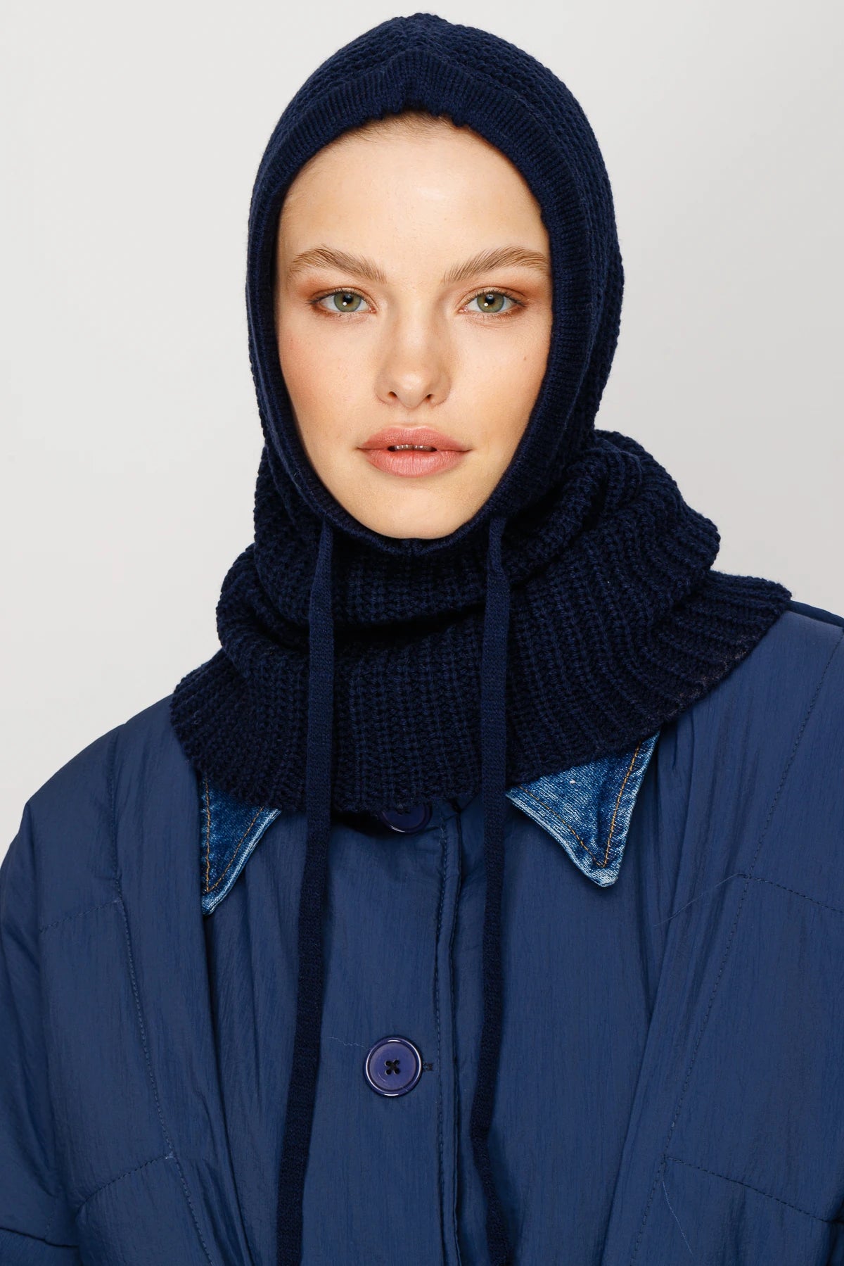 Balaclava Knit Headband - Navy blue