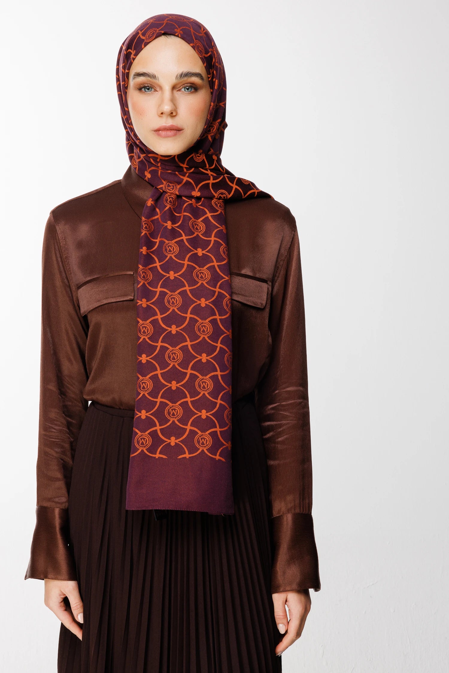 Marrakech Pattern Double-Sided Scarf - Purple-Orange