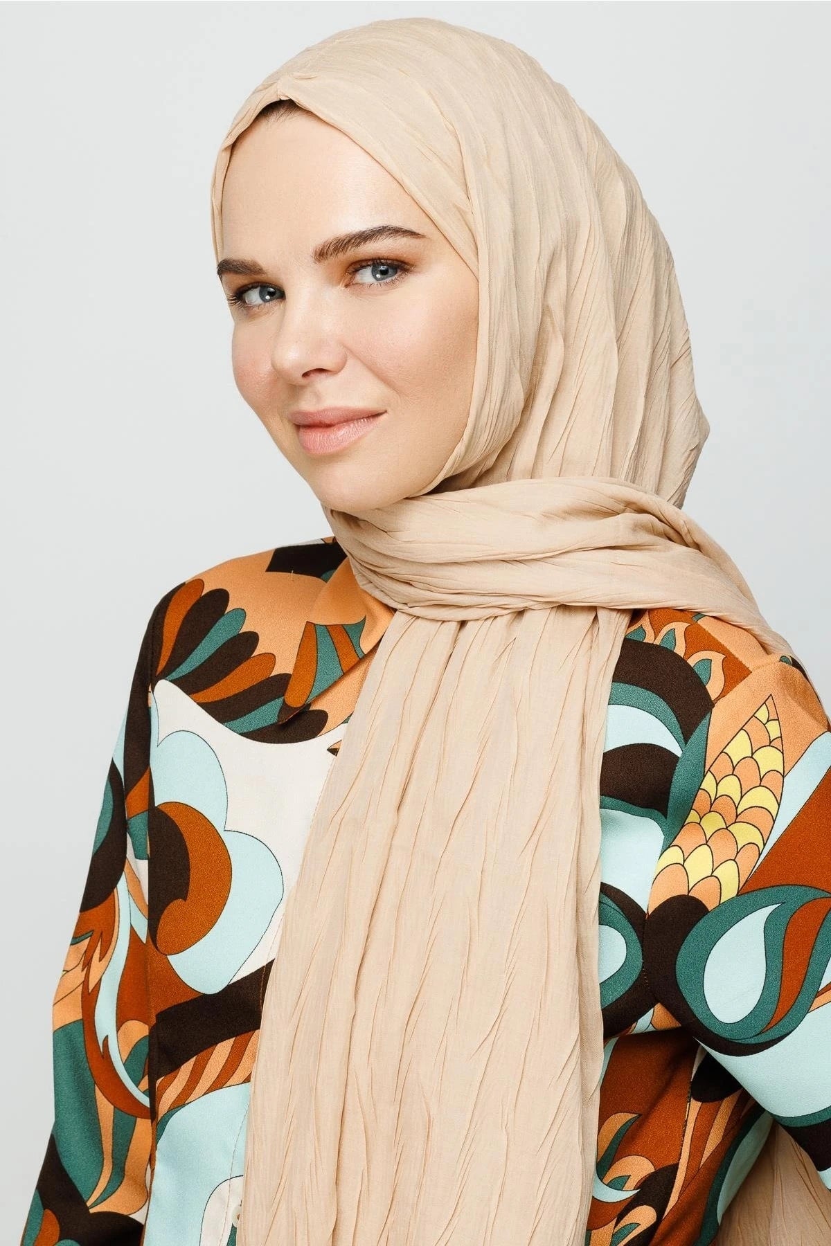 Pleated Bamboo Shawl - Sand Beige