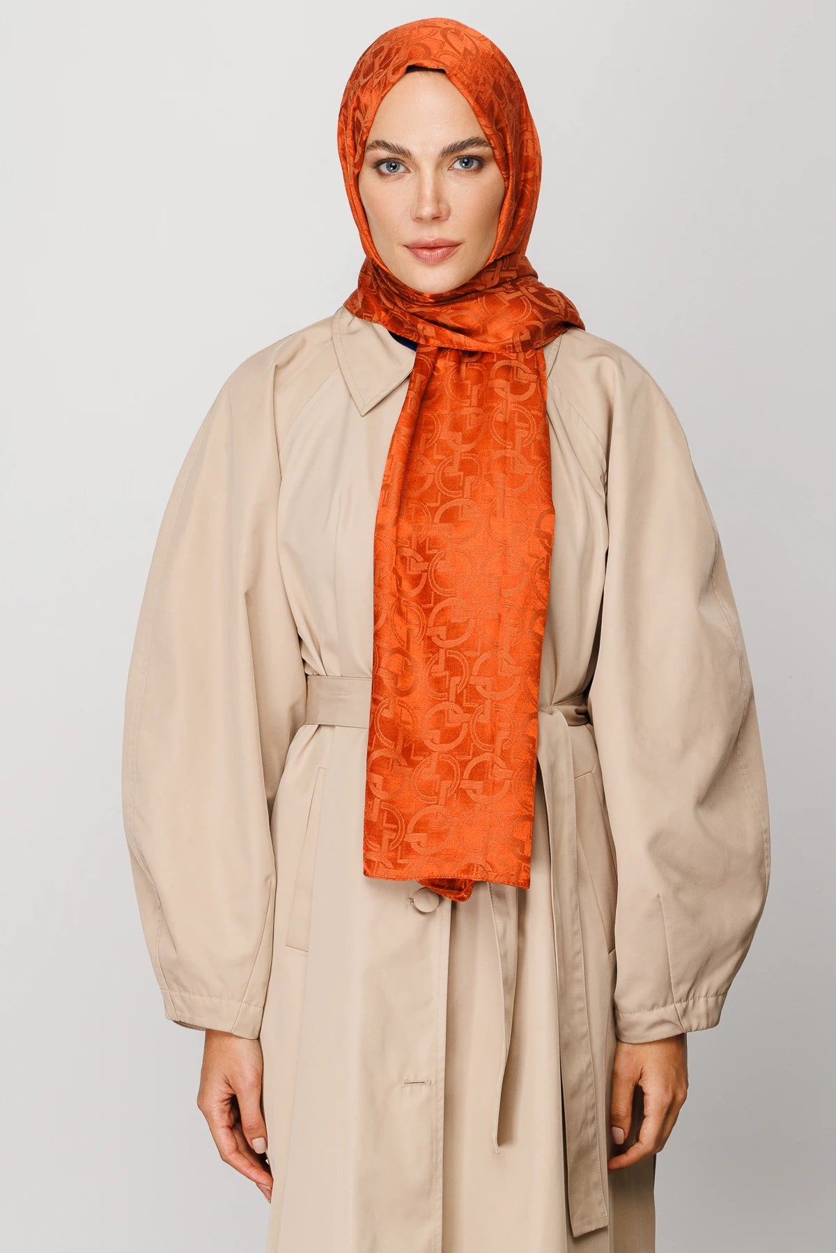 Longar Pattern Shiny Jacquard Scarf - Tile