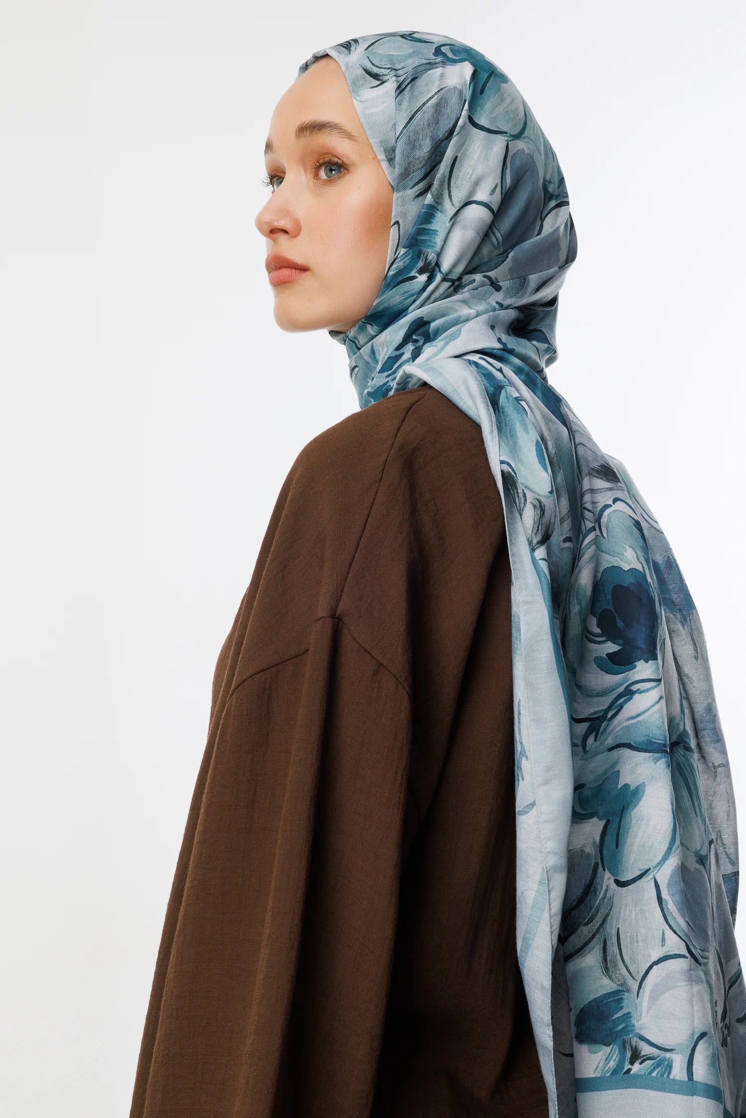 Rossel Pattern Cotton Scarf - Ice Blue