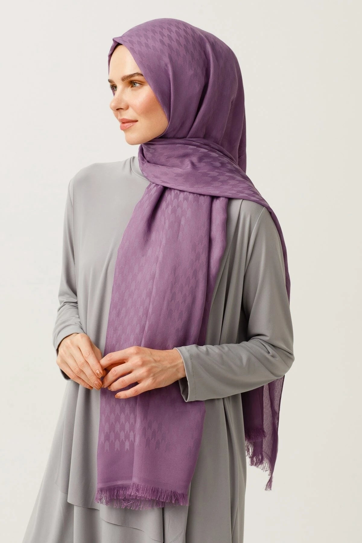Swallow Pattern Cotton Jacquard Shawl - Lavender