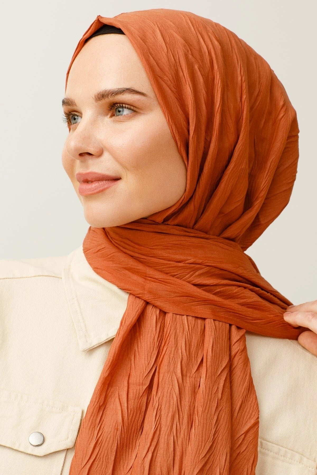 Pleated Bamboo Shawl - Light Tile