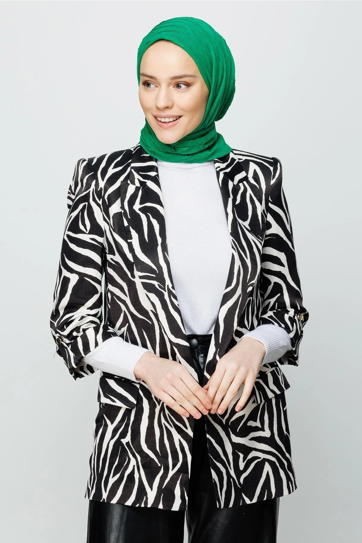 Pleated Bamboo Scarf - Benetton Green