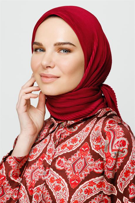 Pleated Scarf - Burgundy