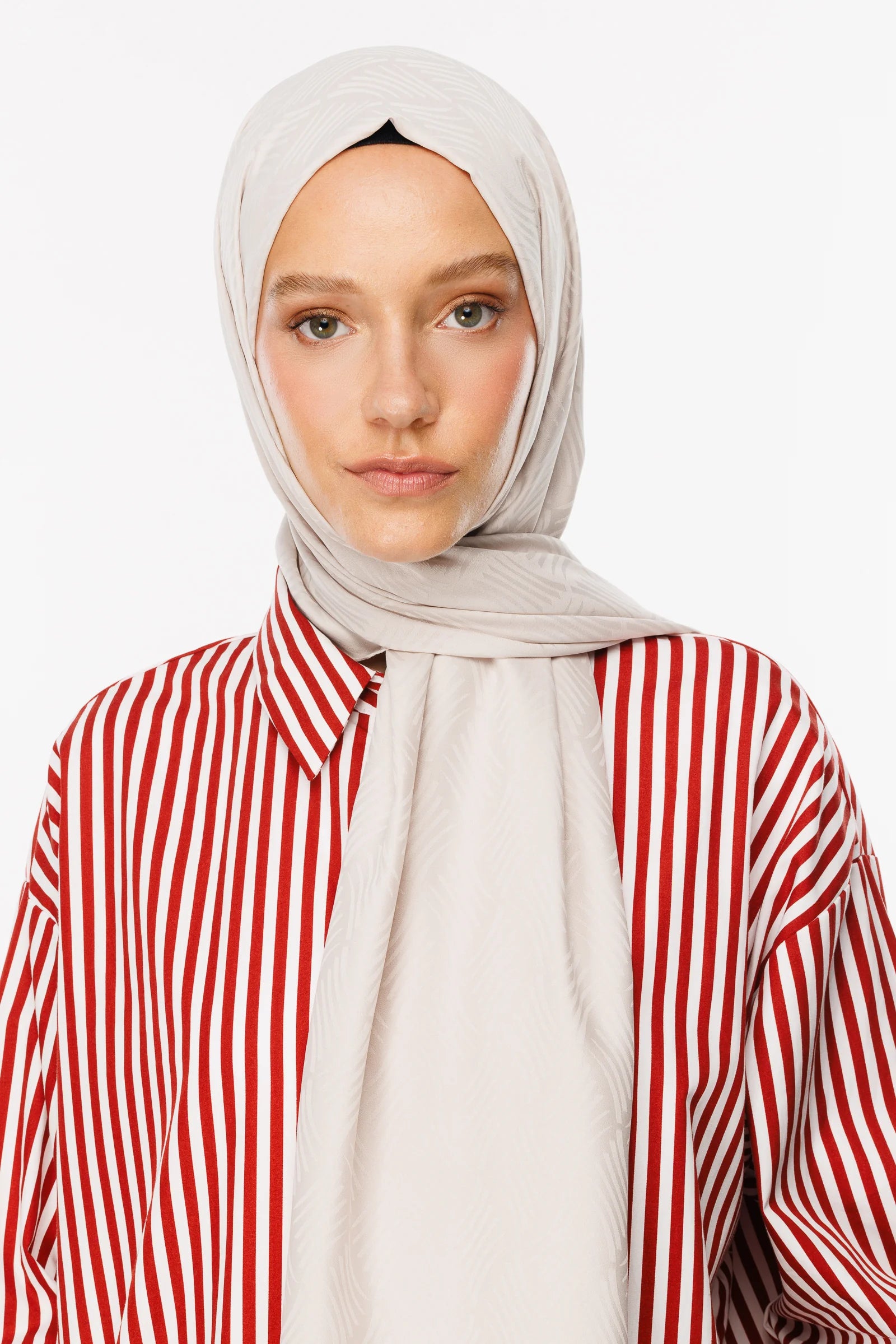 Aura Pattern Silky Jacquard Scarf - Stone Color