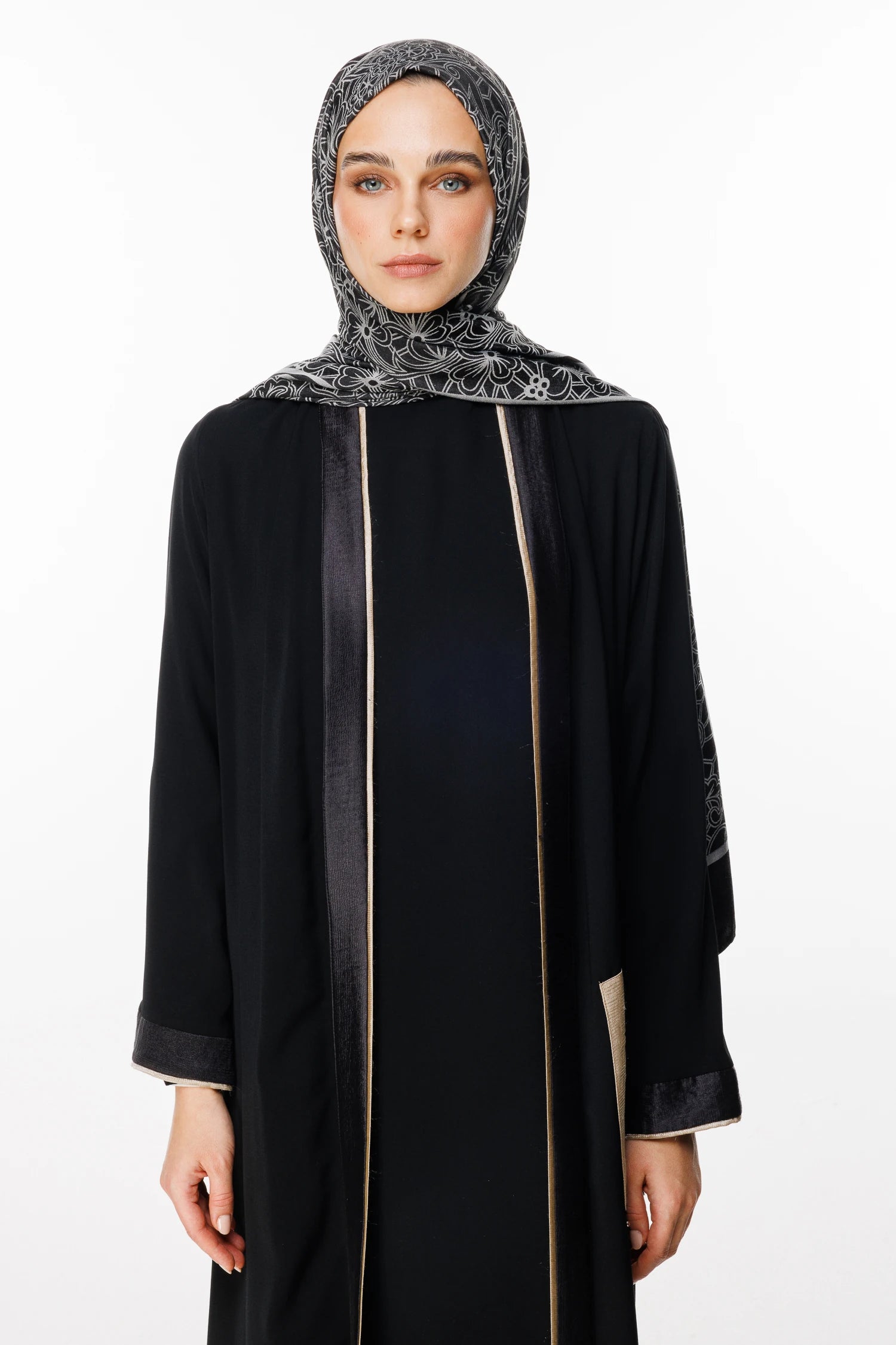 Lavin Pattern Double-Sided Scarf - Black-Black