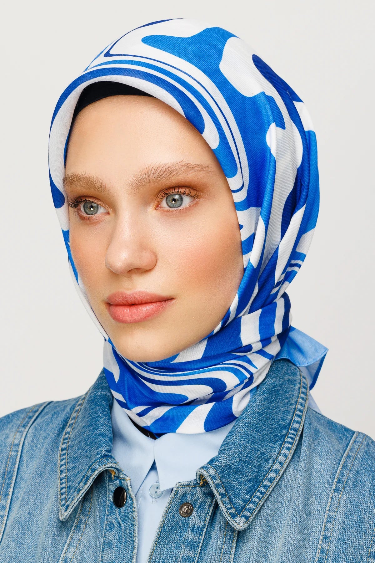 Mira Pattern Digital Soft Scarf - Blue