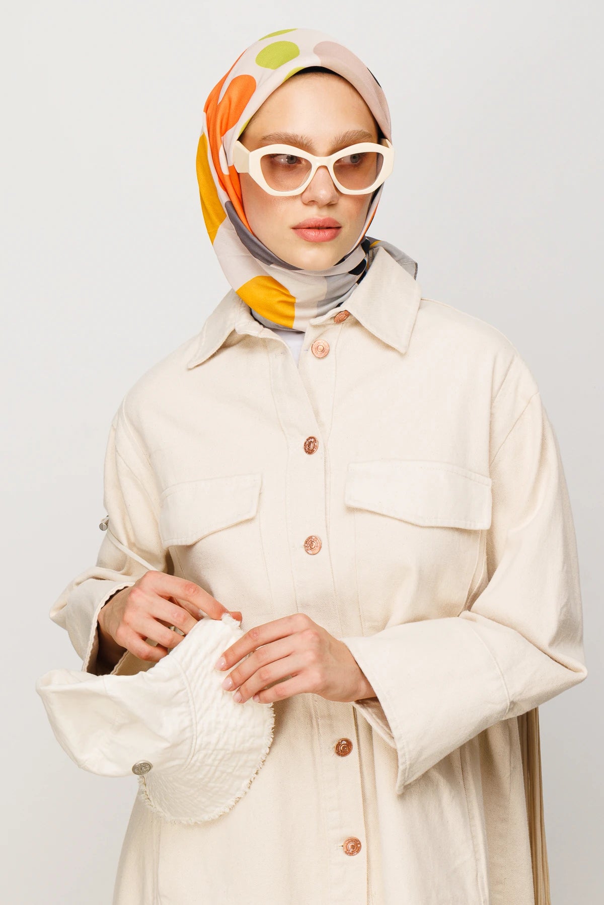 Bloom Pattern Digital Soft Scarf - Gray