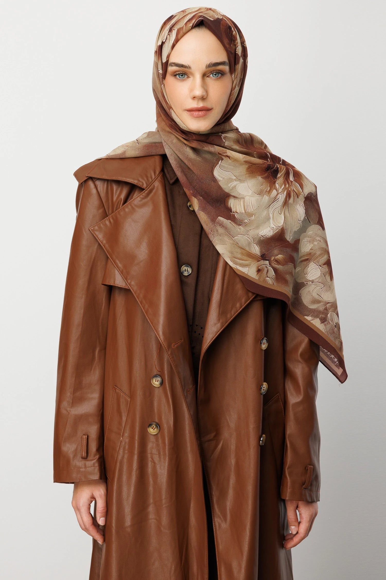 Rose Pattern Hebei Silk Scarf - Dried Rose