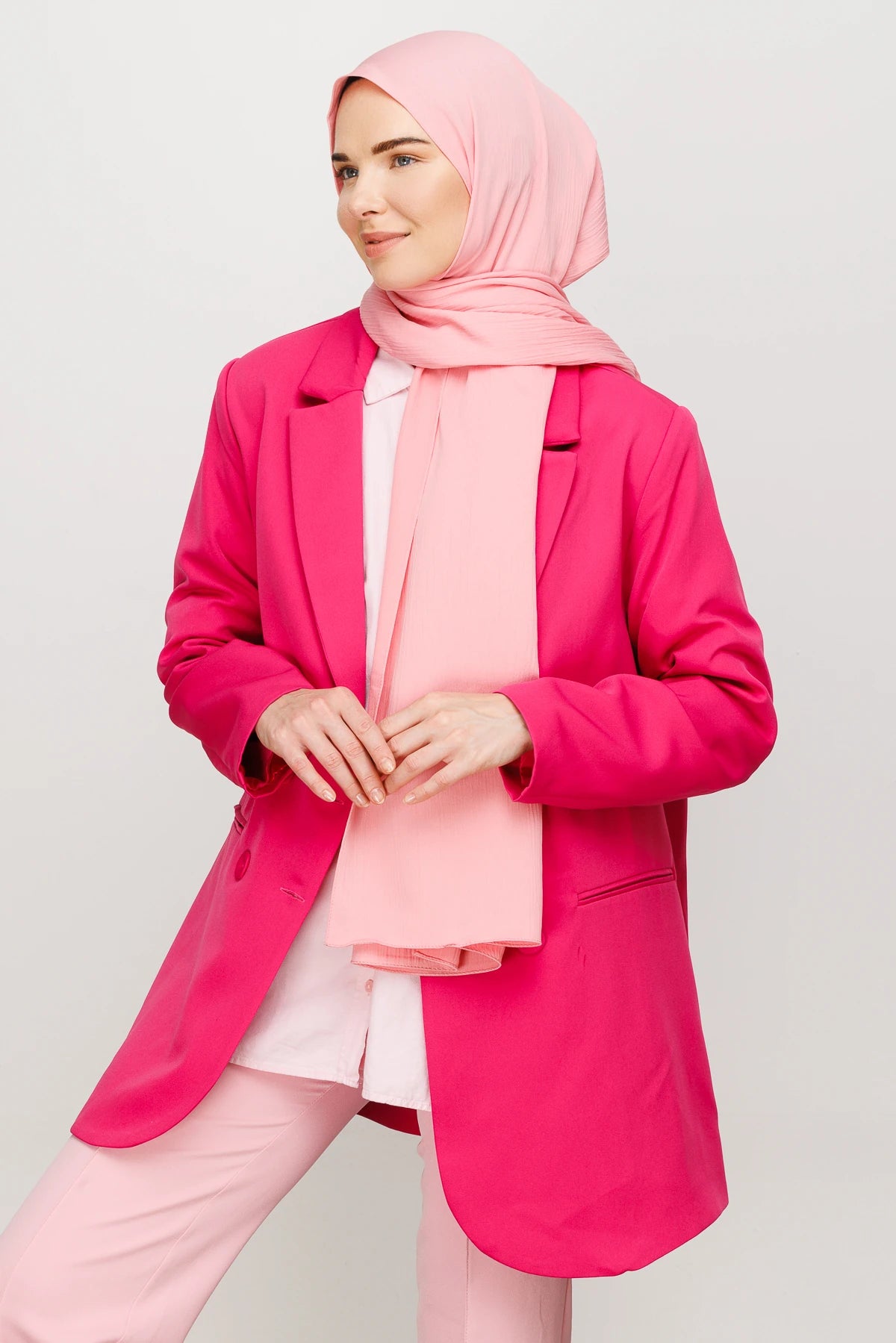 Crinkle Medina Silk Shawl - Pink