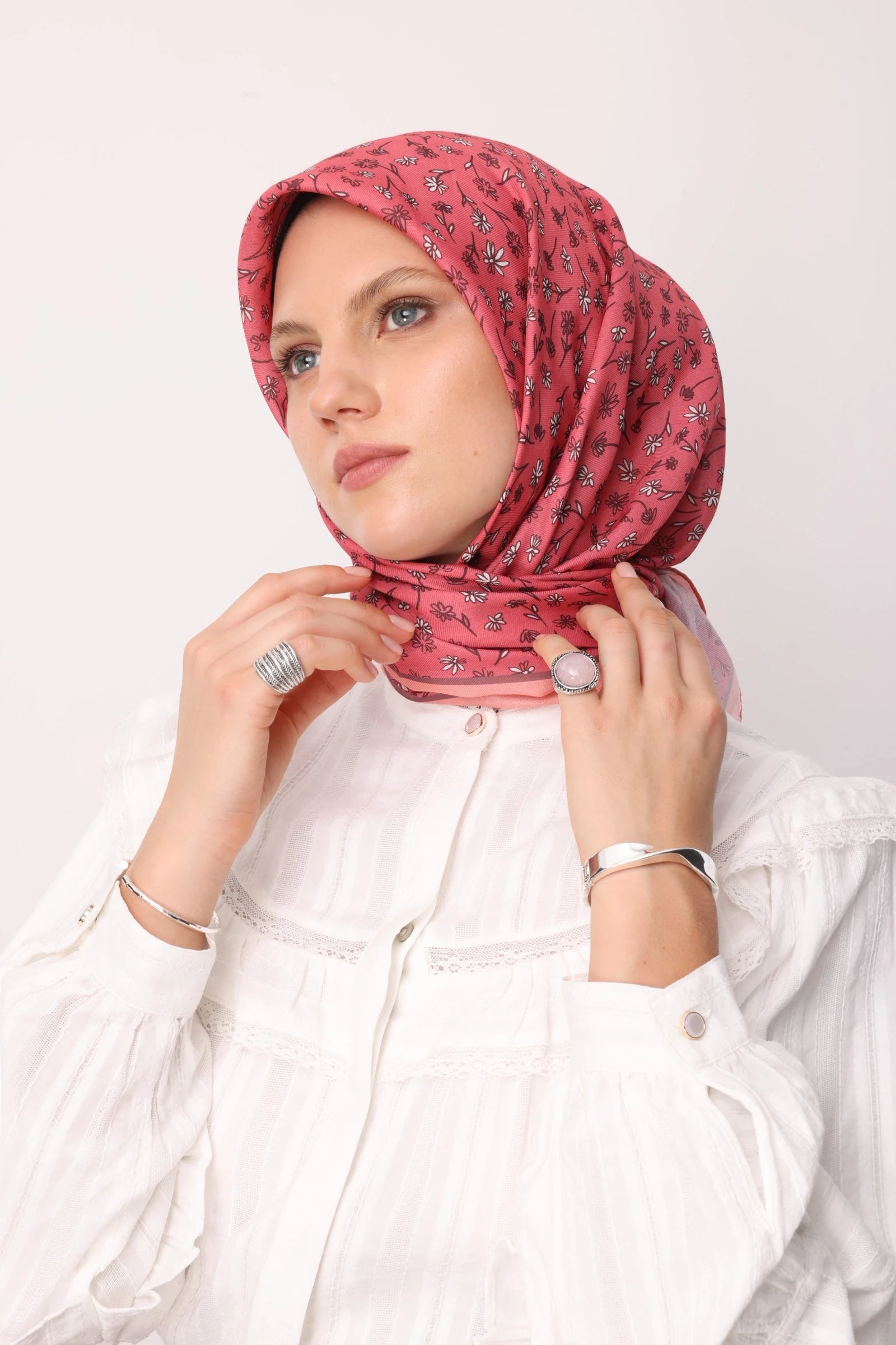 Minor Pattern Cotton Scarf - Dried Rose