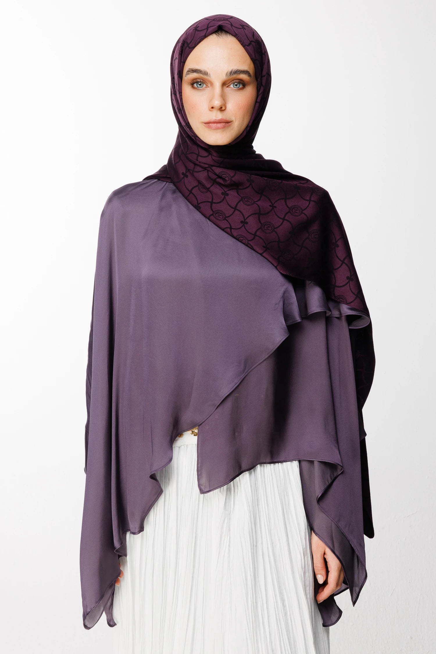 Marrakech Pattern Double-Sided Scarf - Purple-Black