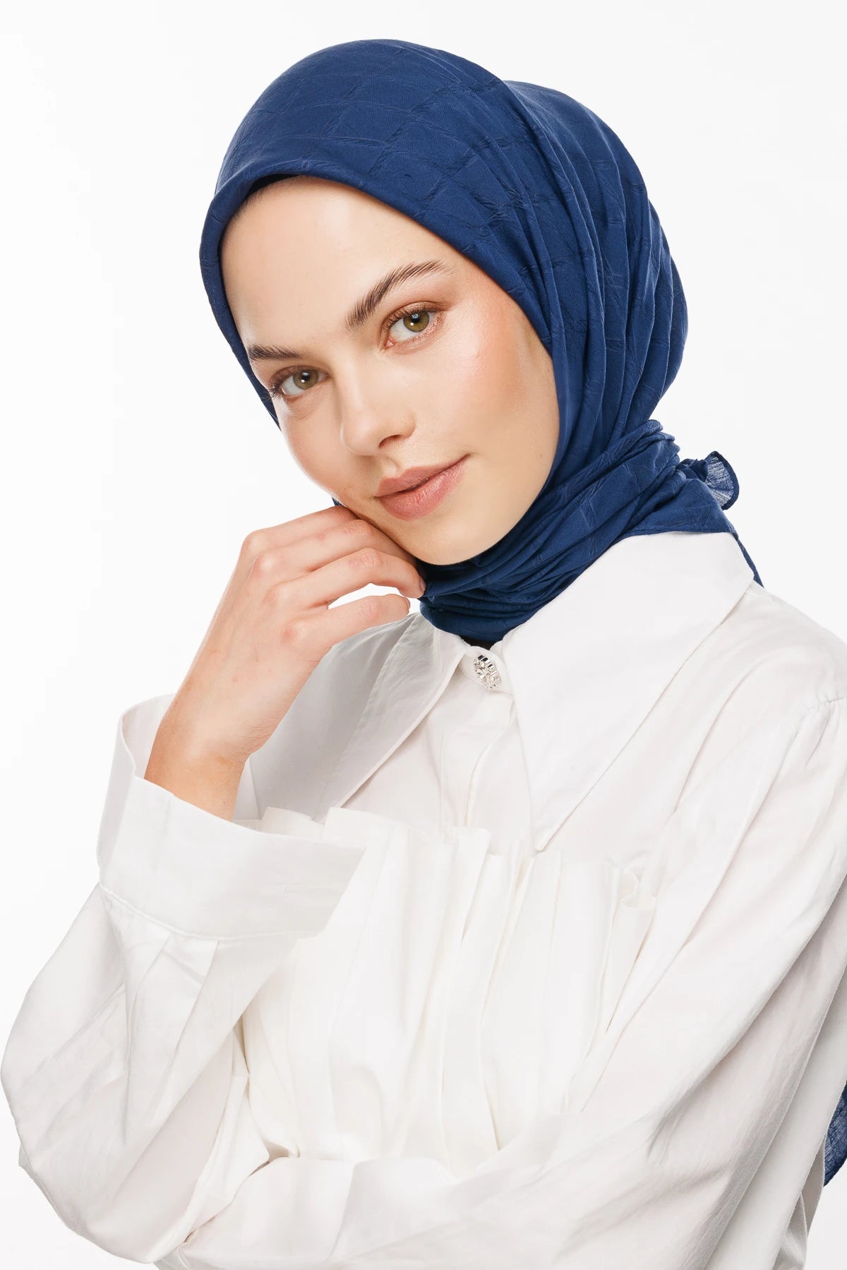 Bamboo Jacquard Scarf - Navy blue
