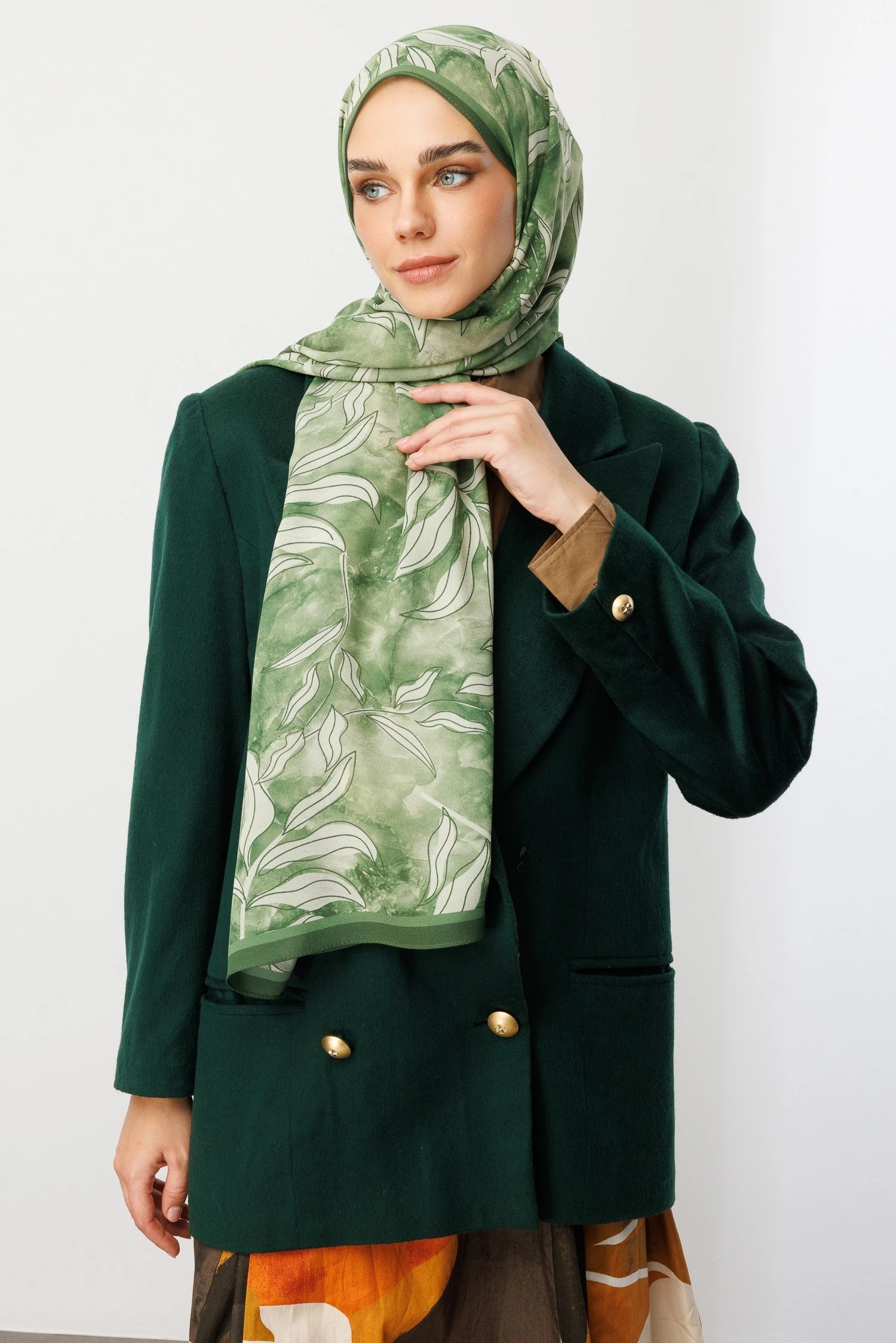 Frond Desen Hebei İpek Şal