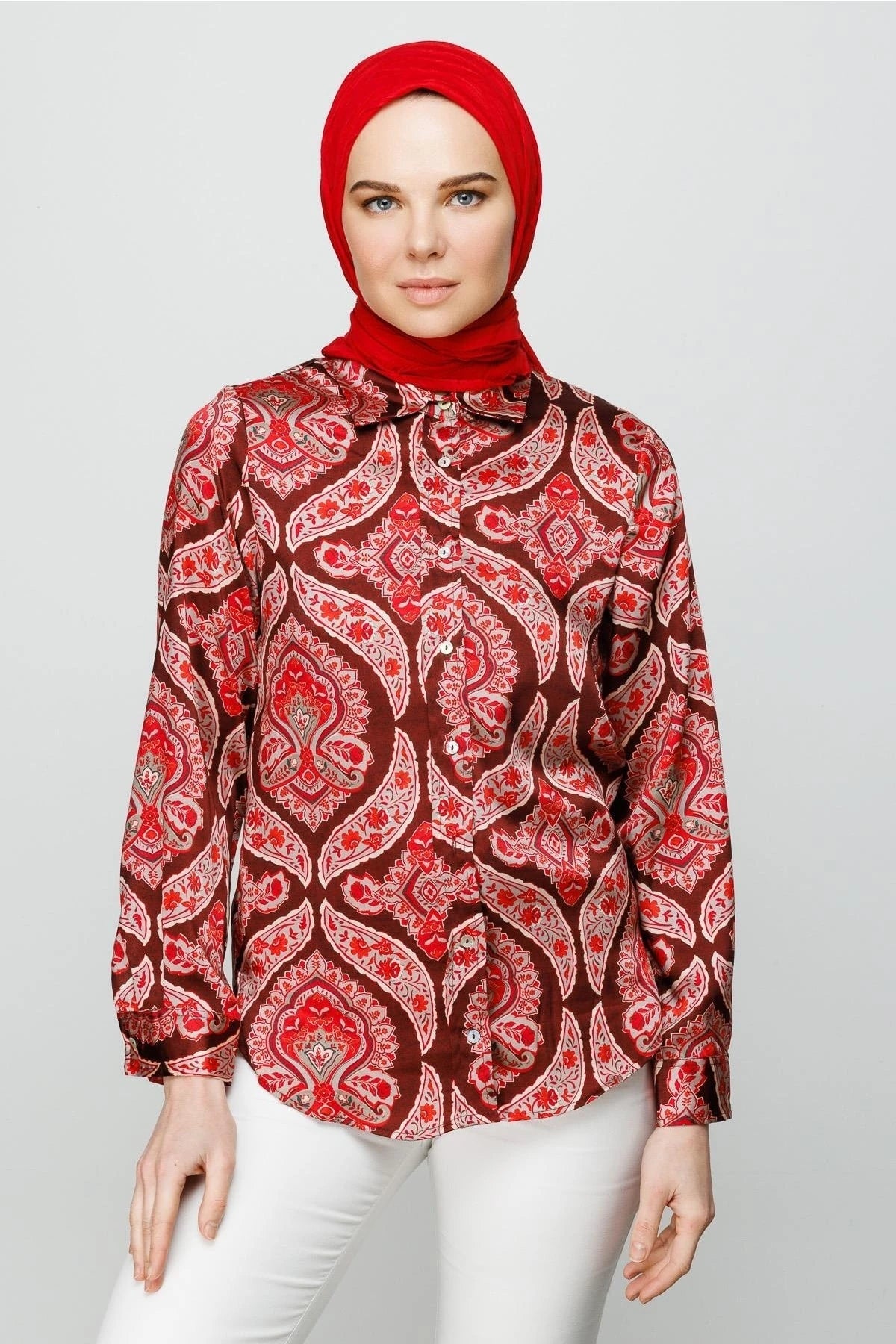 Pleated Bamboo Scarf - Red