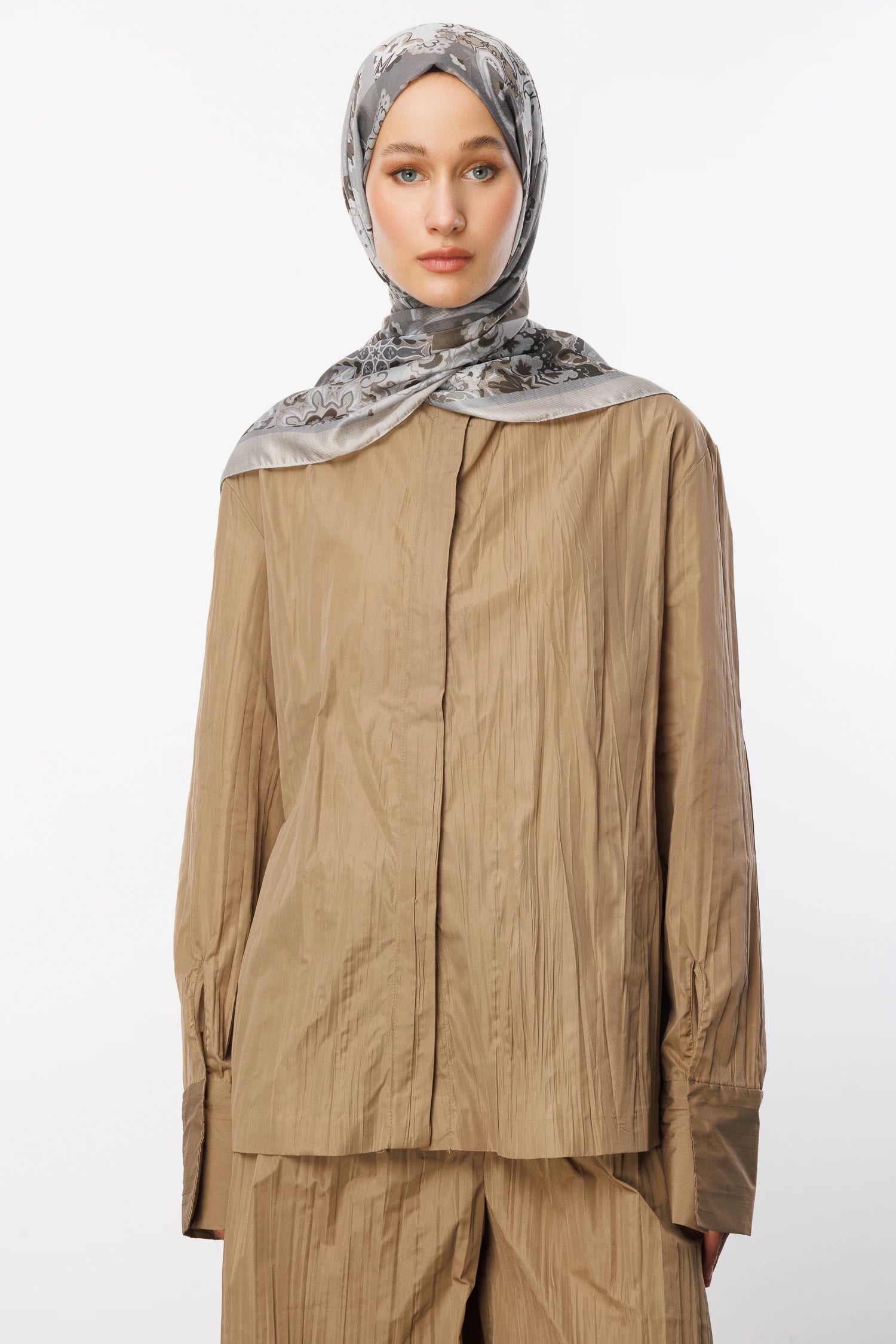 Solhar Pattern Cotton Scarf - Stone Color