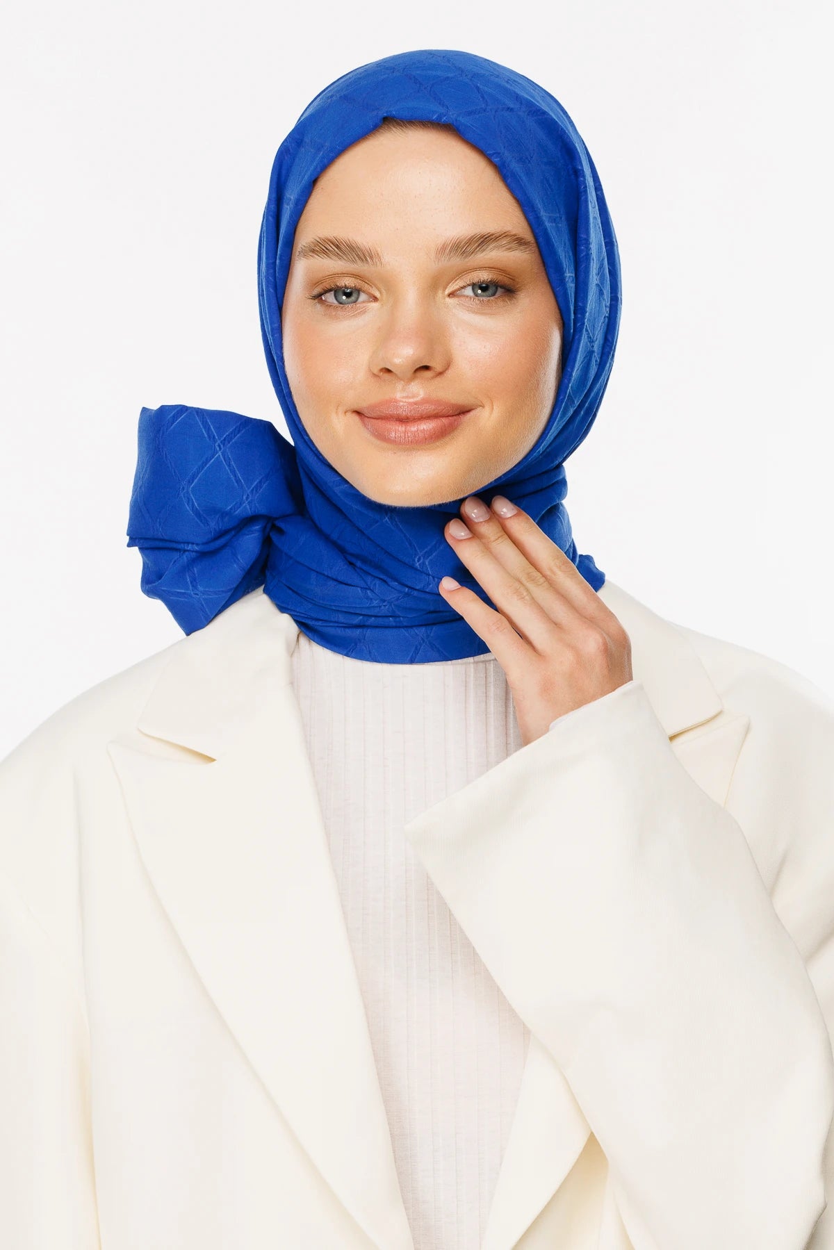 Bamboo Jacquard Shawl - Saks Blue