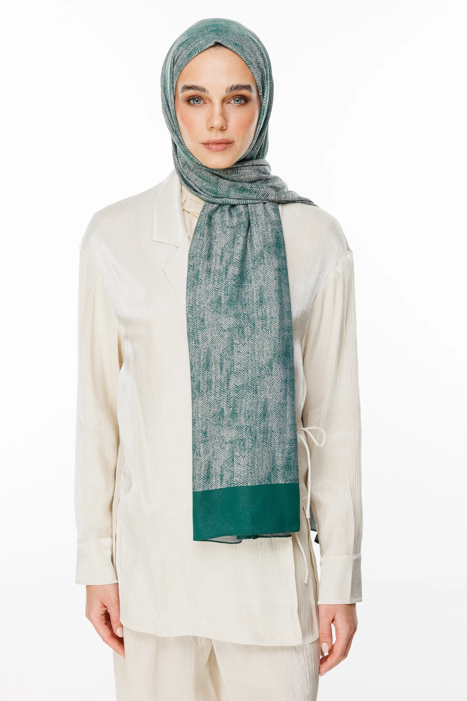 Sahara Pattern Double-Sided Shawl - Emerald Pink