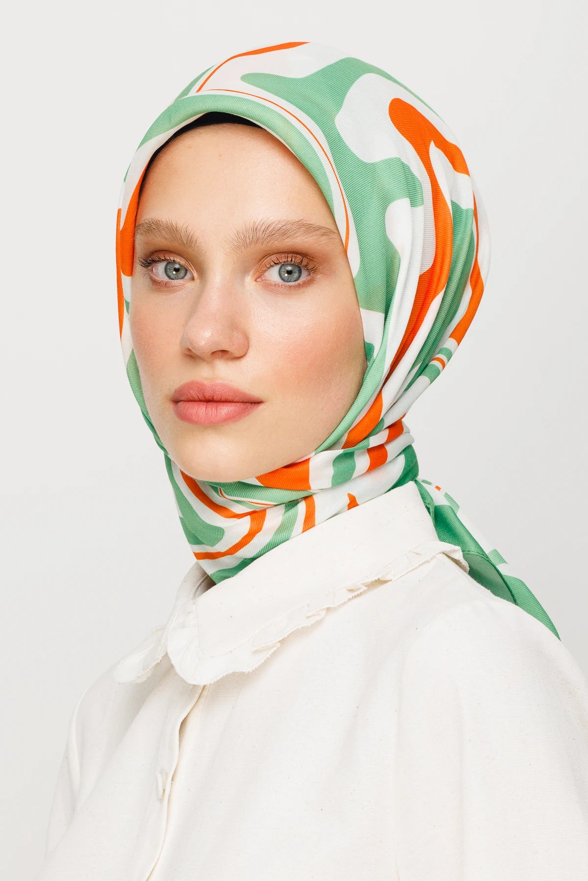 Mira Pattern Digital Soft Scarf - Mint Green