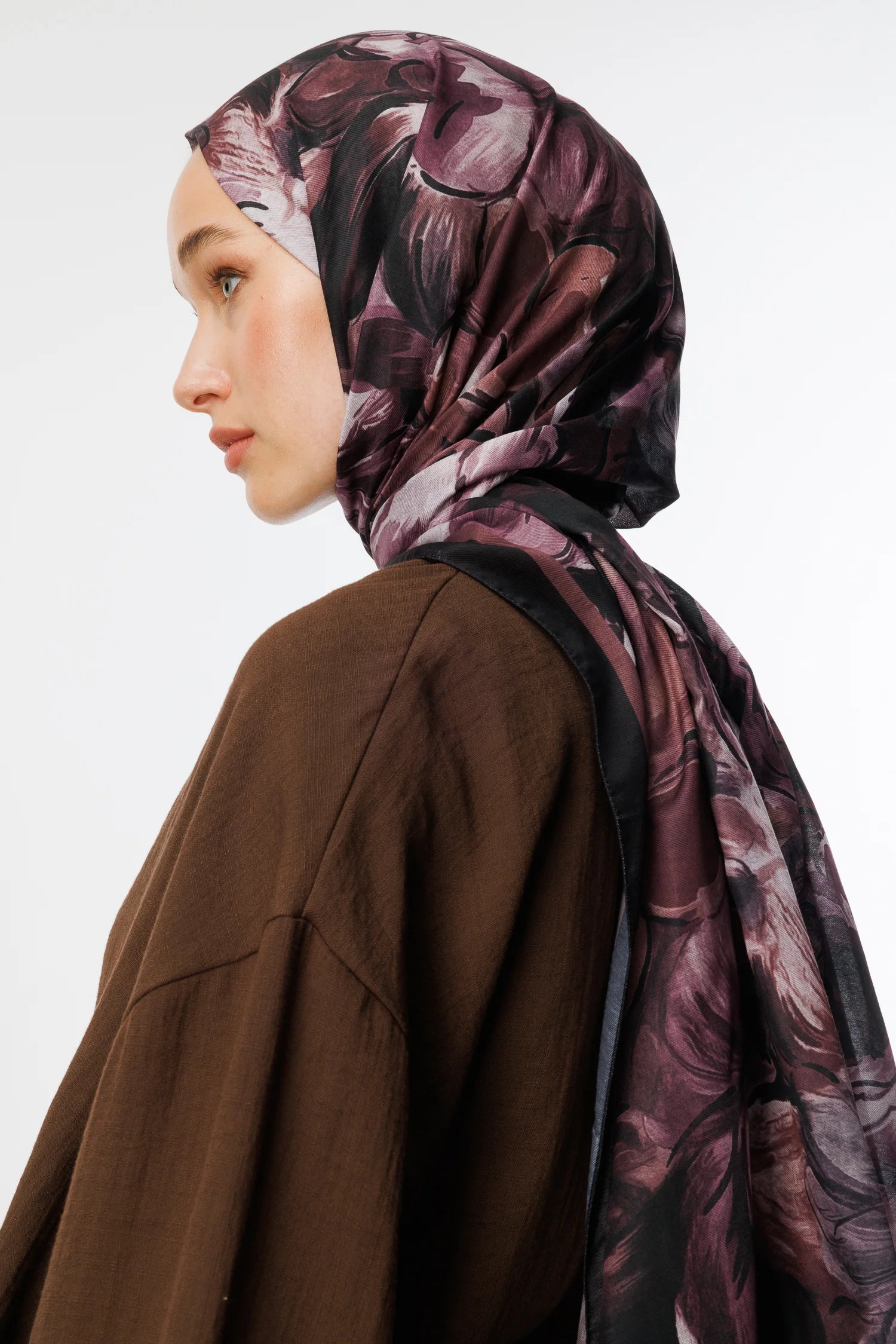 Rossel Pattern Cotton Scarf - Dried Rose